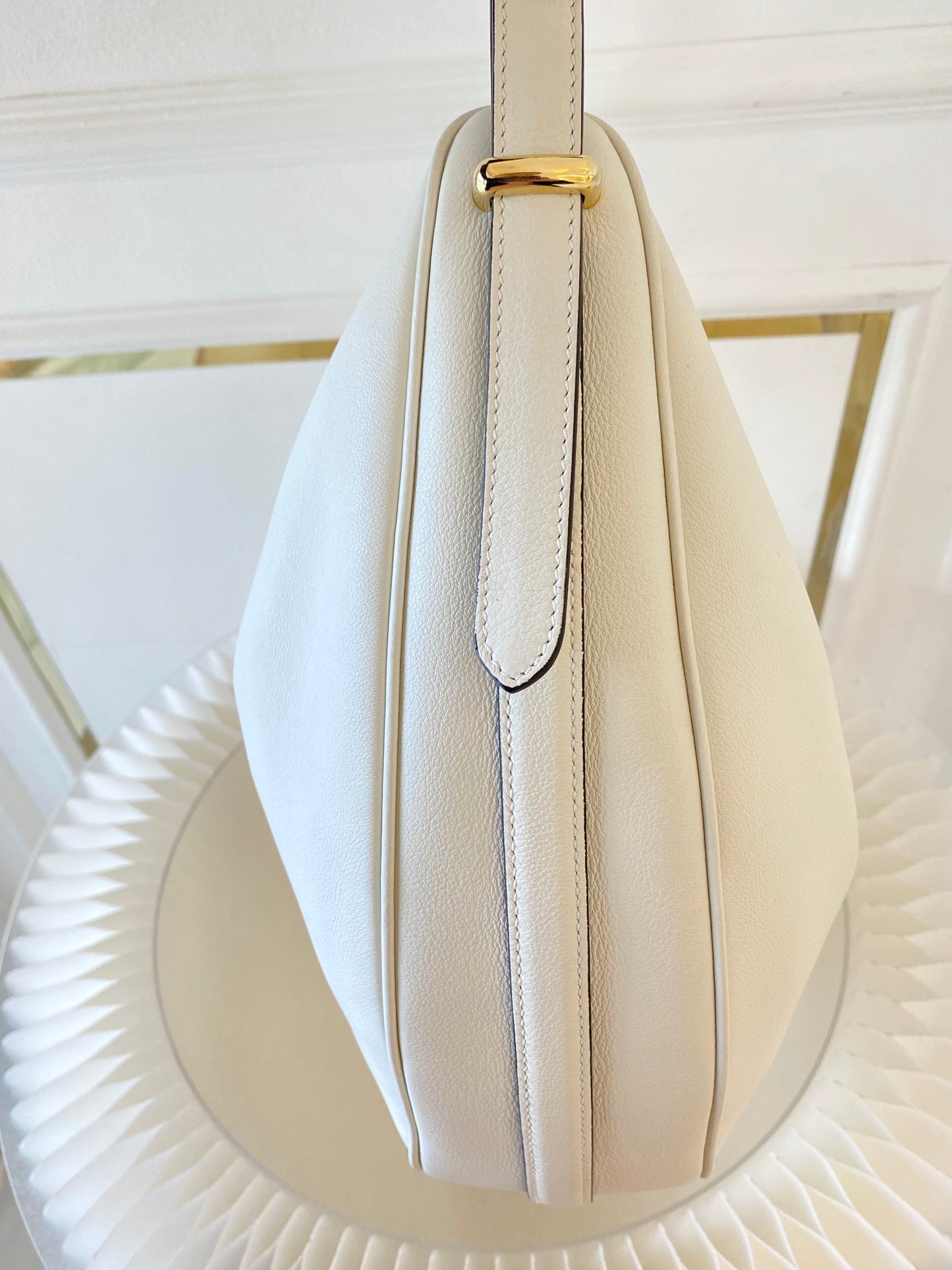 PRADA Arqué Leather Large Shoulder Bag