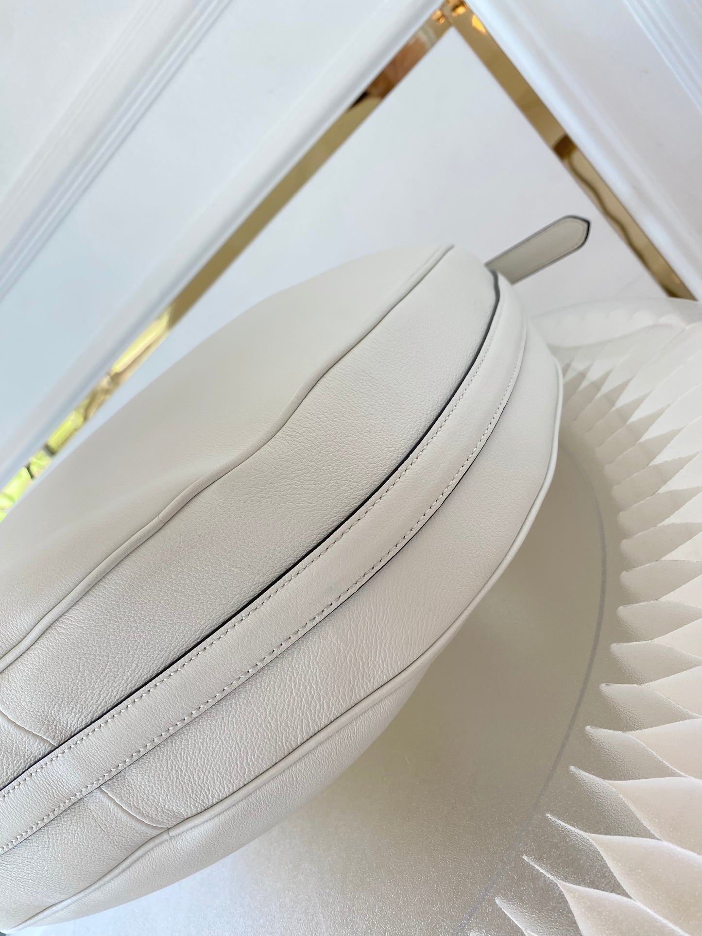 PRADA Arqué Leather Large Shoulder Bag