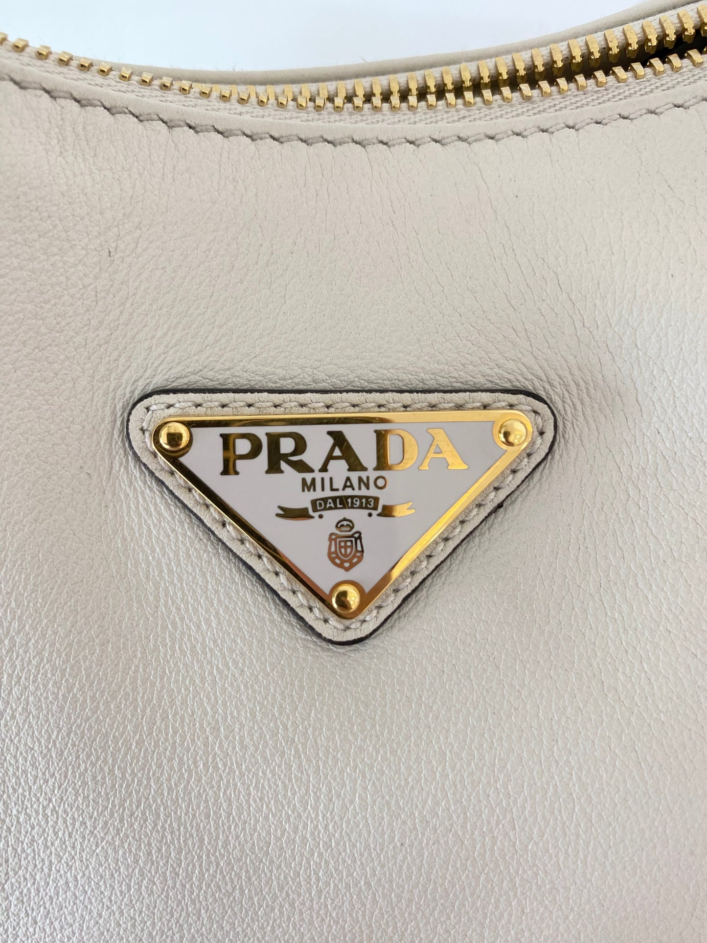 PRADA Arqué Leather Large Shoulder Bag