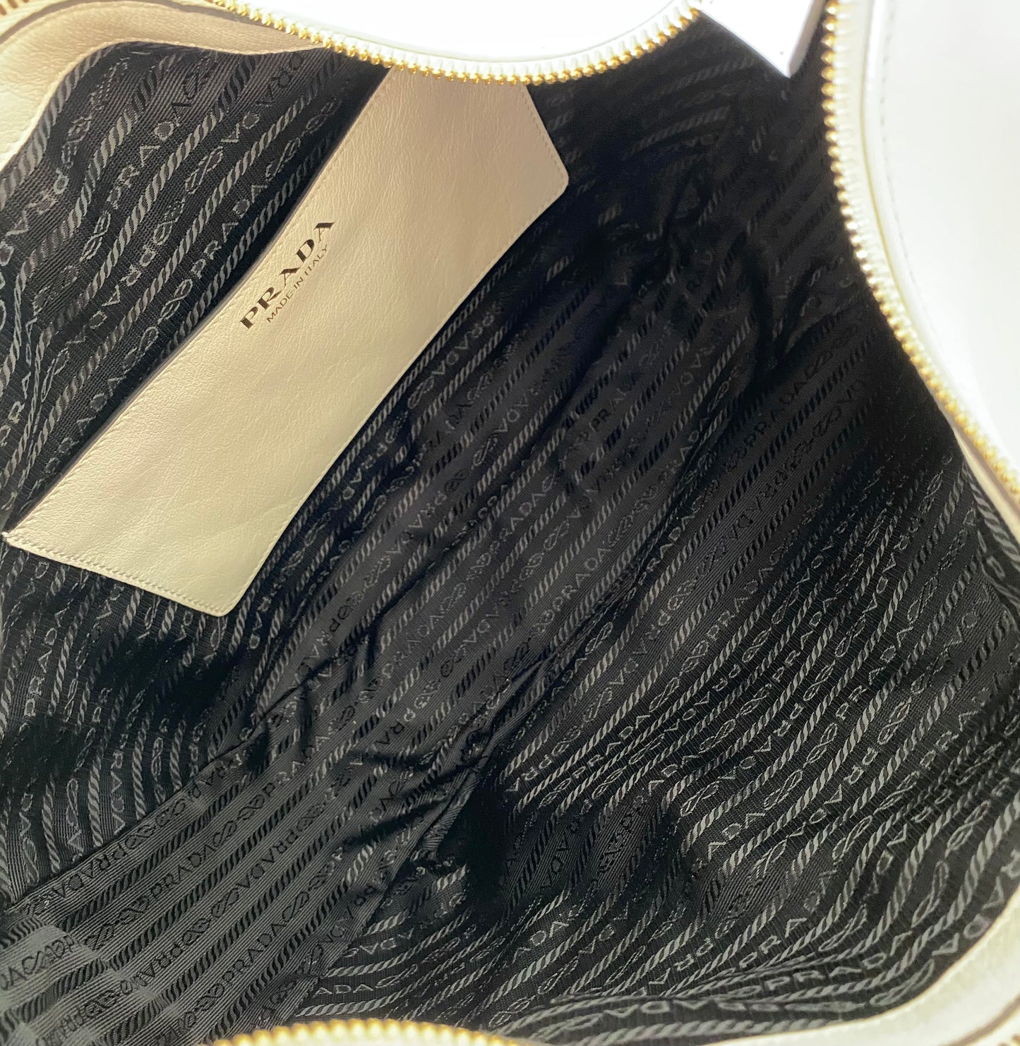 PRADA Arqué Leather Large Shoulder Bag