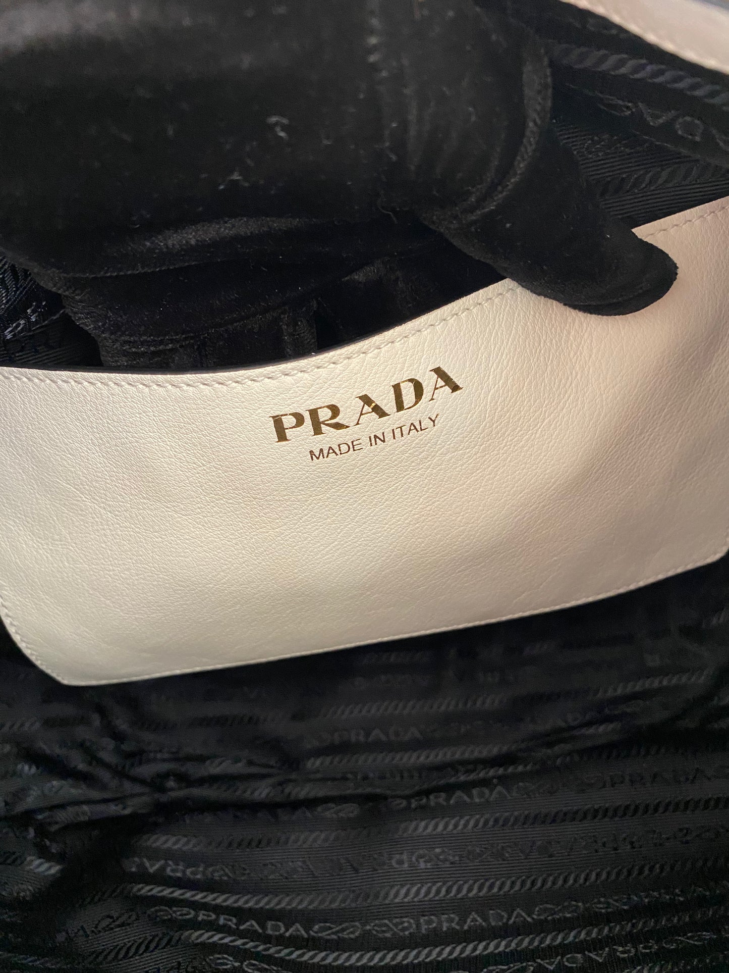 PRADA Arqué Leather Large Shoulder Bag