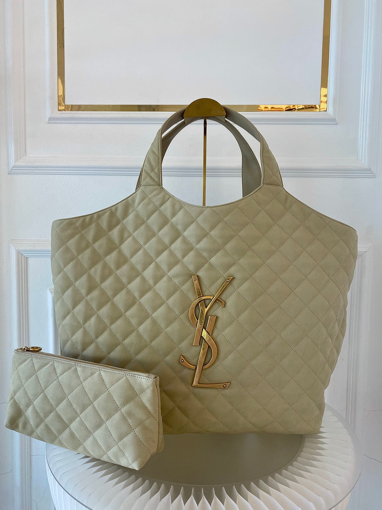 YVES SAINT LAURENT Icare Maxi Quilted Nubuck Suede