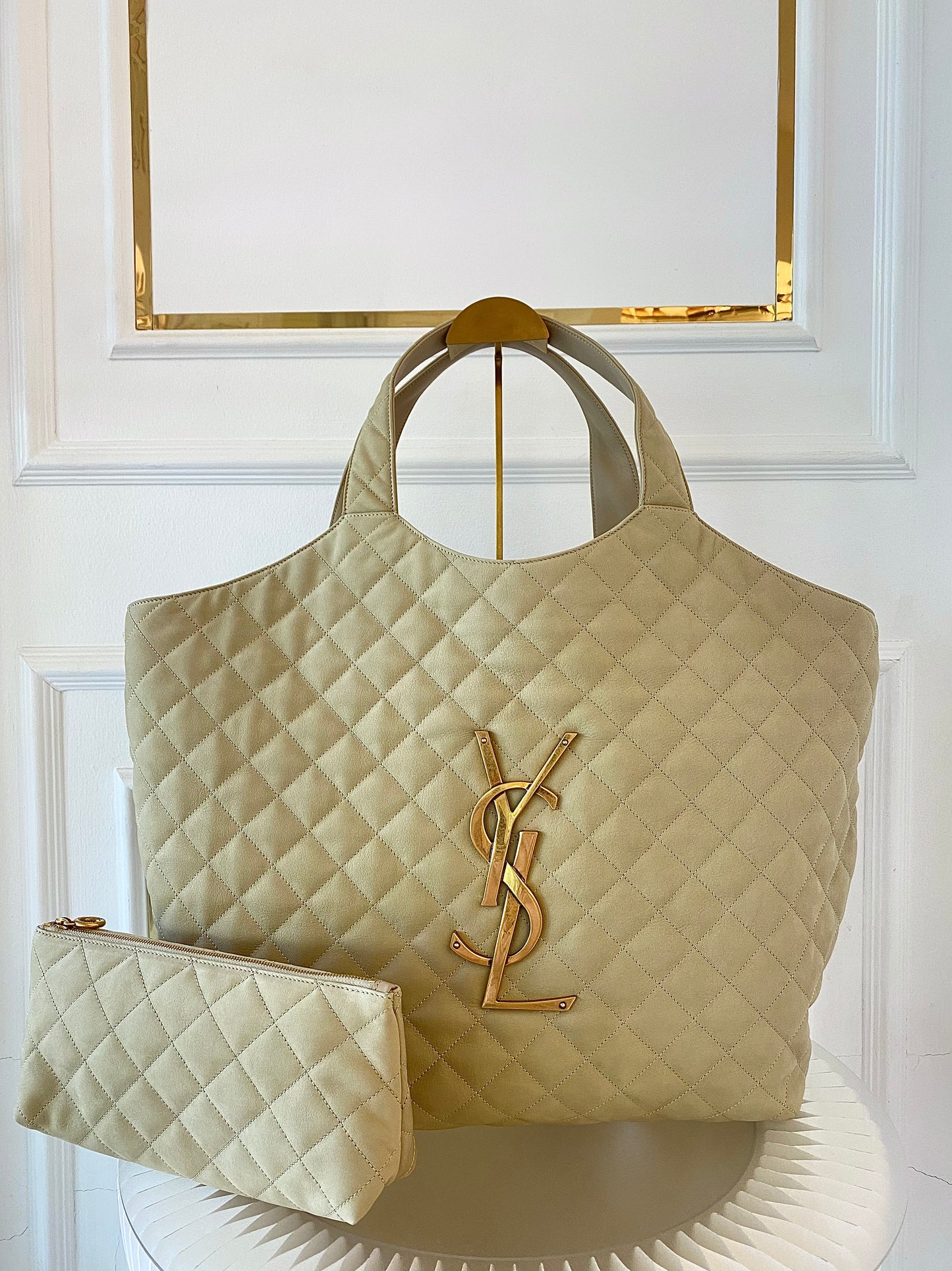 YVES SAINT LAURENT Icare Maxi Quilted Nubuck Suede