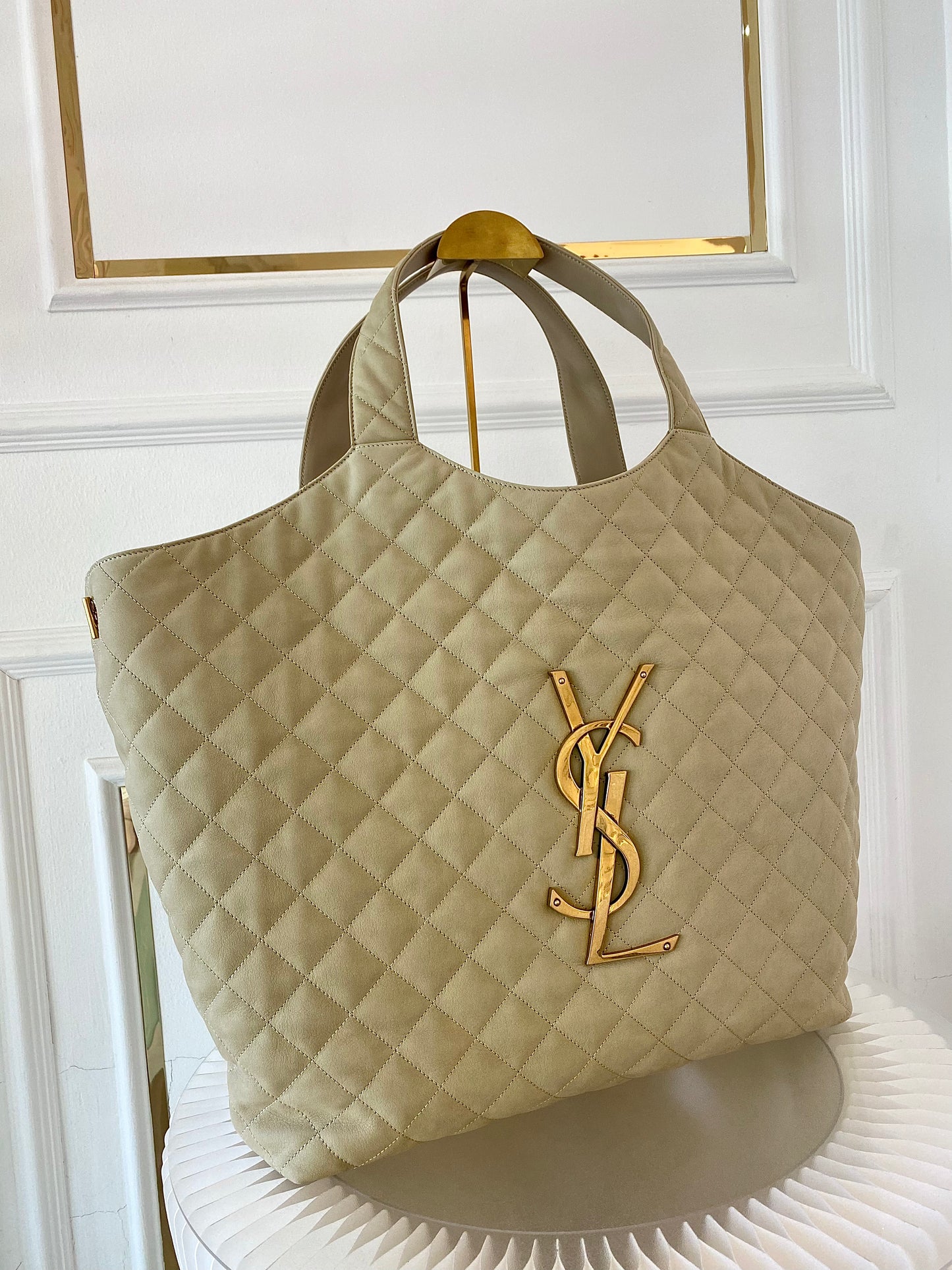 YVES SAINT LAURENT Icare Maxi Quilted Nubuck Suede