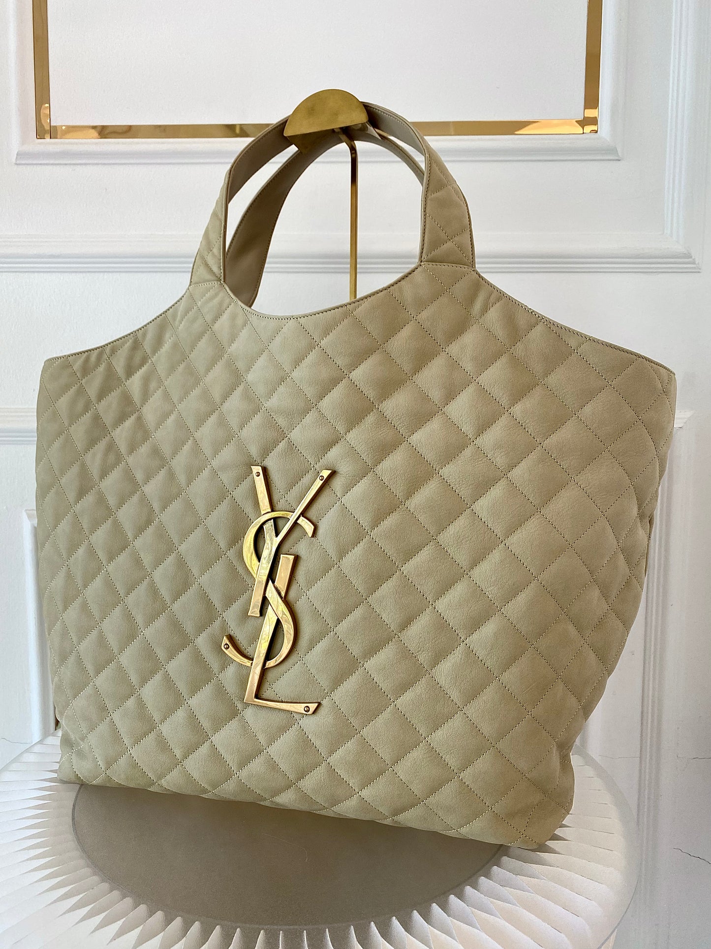 YVES SAINT LAURENT Icare Maxi Quilted Nubuck Suede