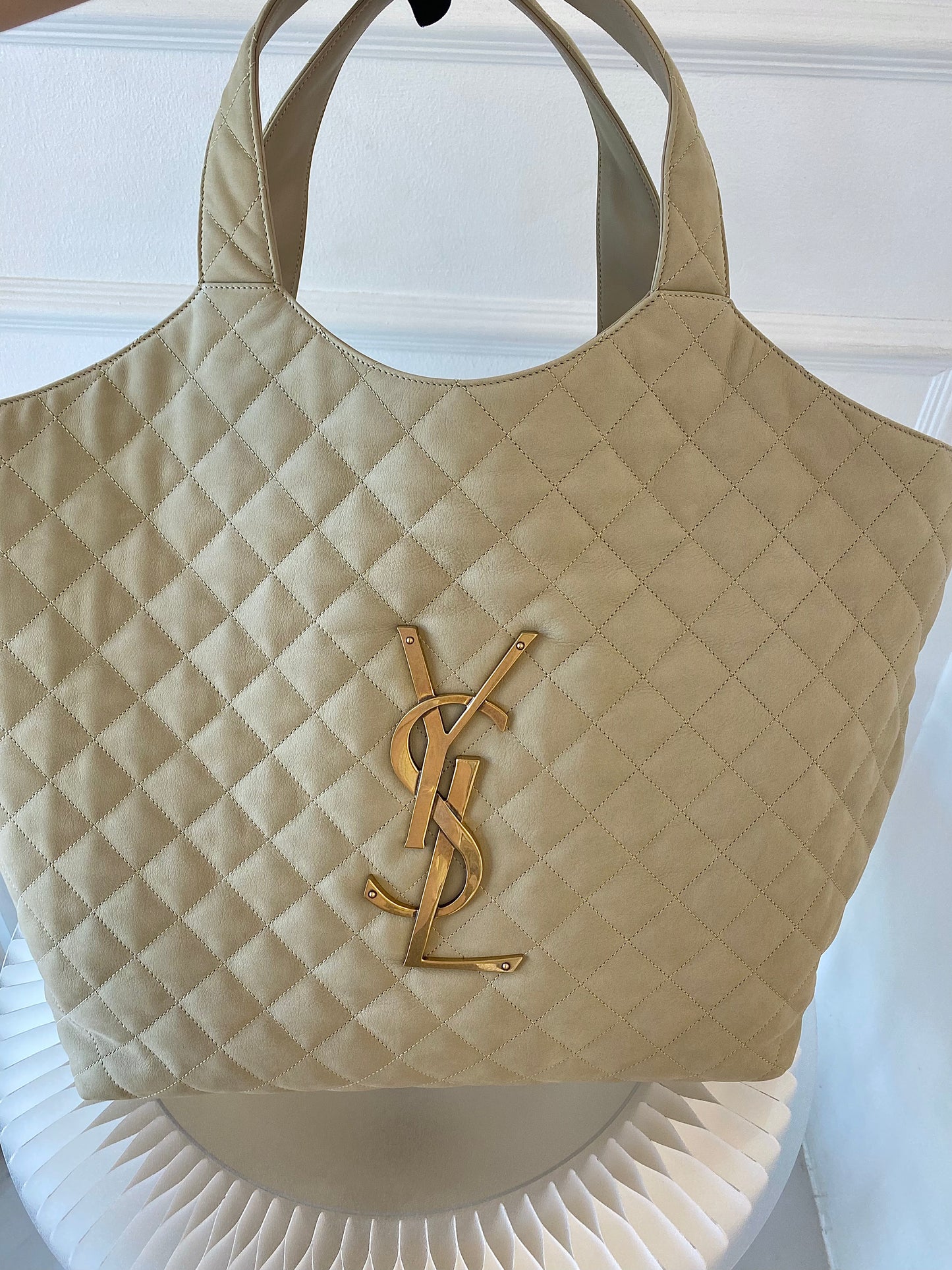YVES SAINT LAURENT Icare Maxi Quilted Nubuck Suede