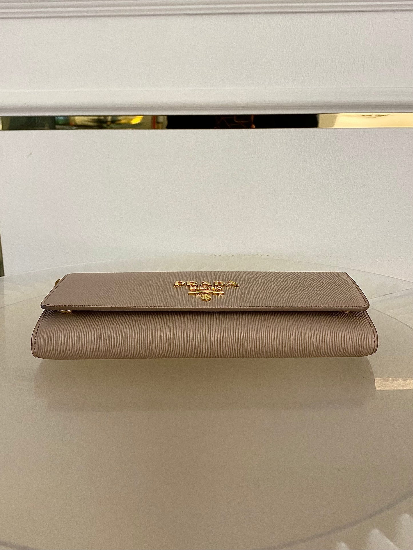 Prada Vitello Move WOC GHW in Beige