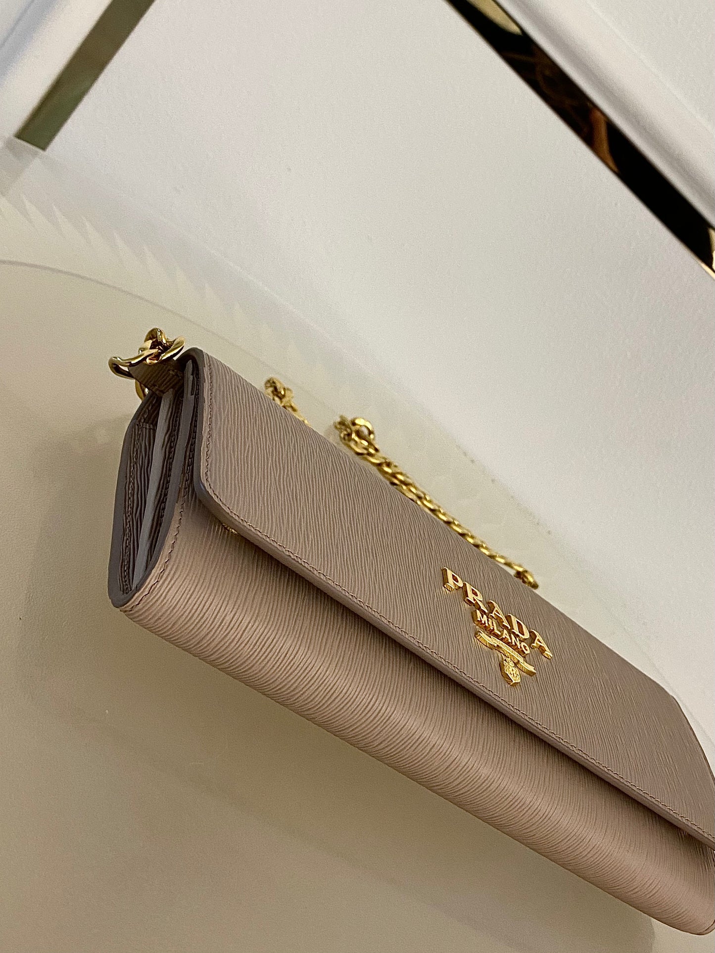 Prada Vitello Move WOC GHW in Beige