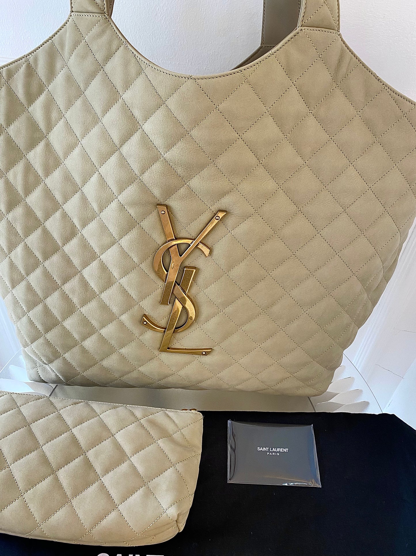 YVES SAINT LAURENT Icare Maxi Quilted Nubuck Suede