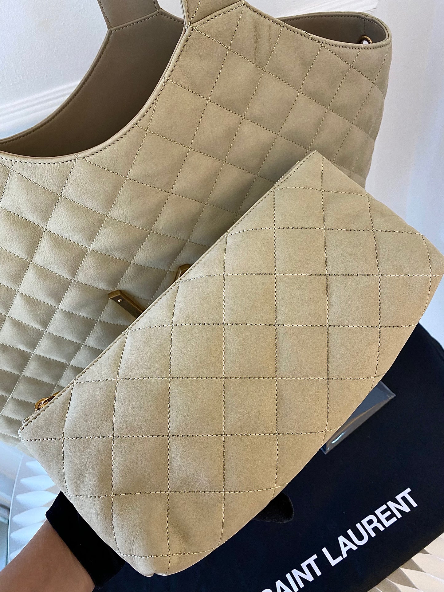 YVES SAINT LAURENT Icare Maxi Quilted Nubuck Suede
