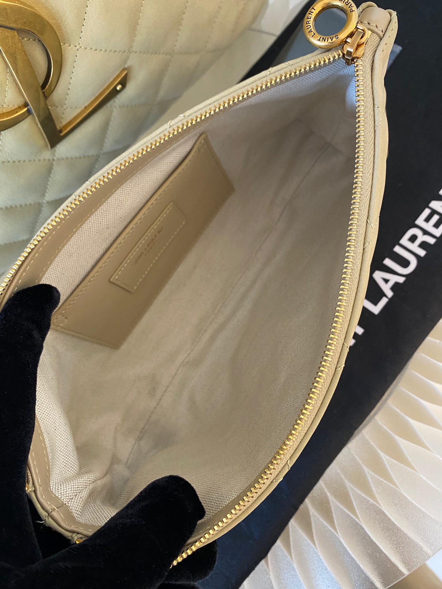 YVES SAINT LAURENT Icare Maxi Quilted Nubuck Suede