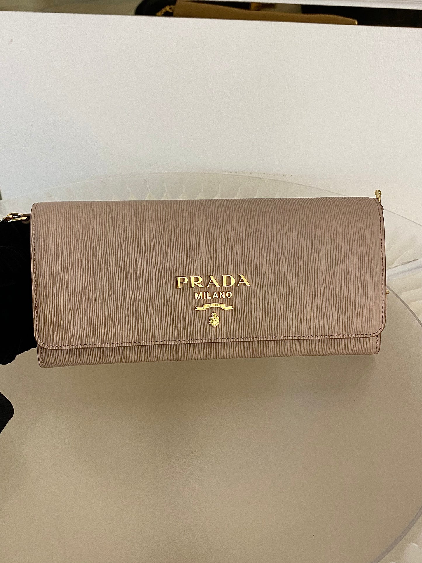 Prada Vitello Move WOC GHW in Beige