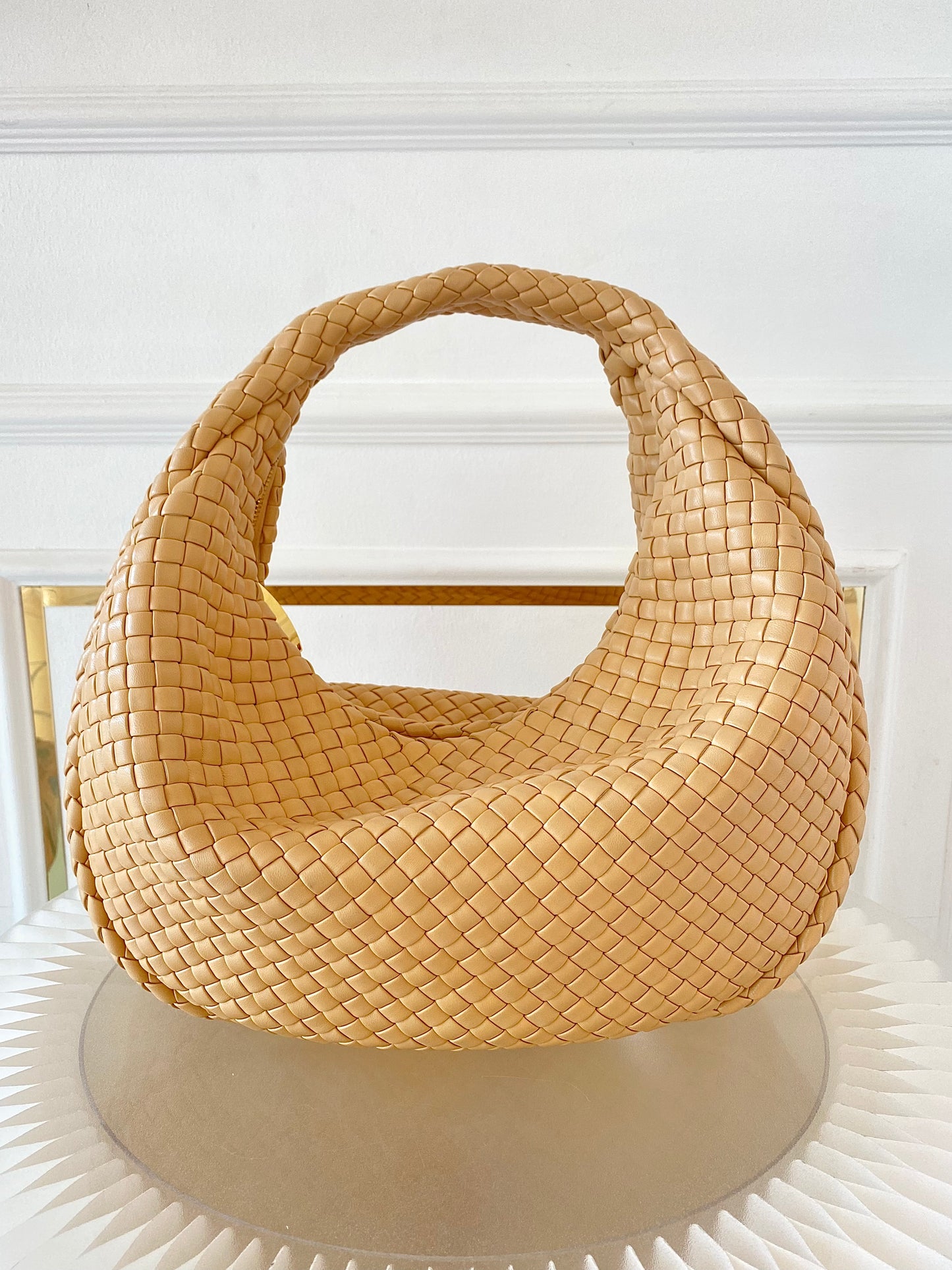 BOTTEGA VENETA Intercciato Leather Moon Hobo Bag Large