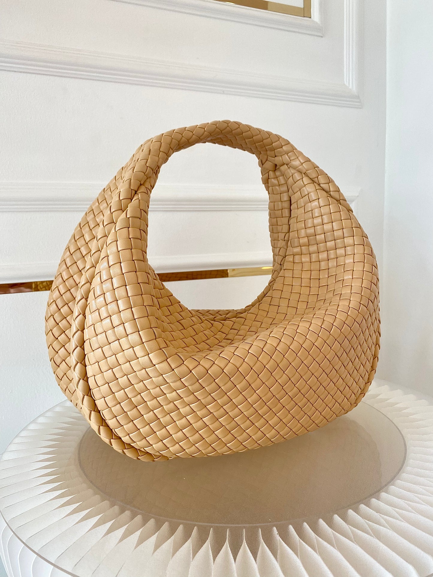 BOTTEGA VENETA Intercciato Leather Moon Hobo Bag Large