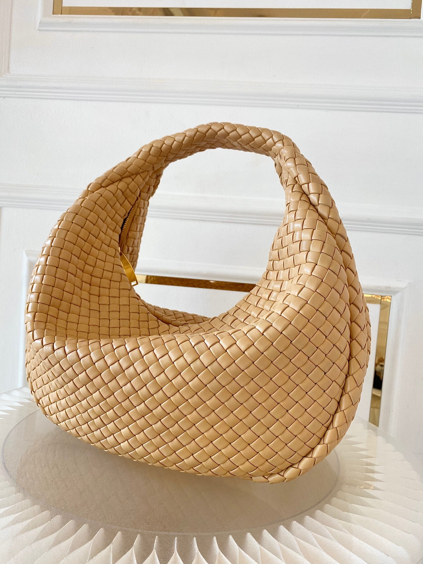 BOTTEGA VENETA Intercciato Leather Moon Hobo Bag Large