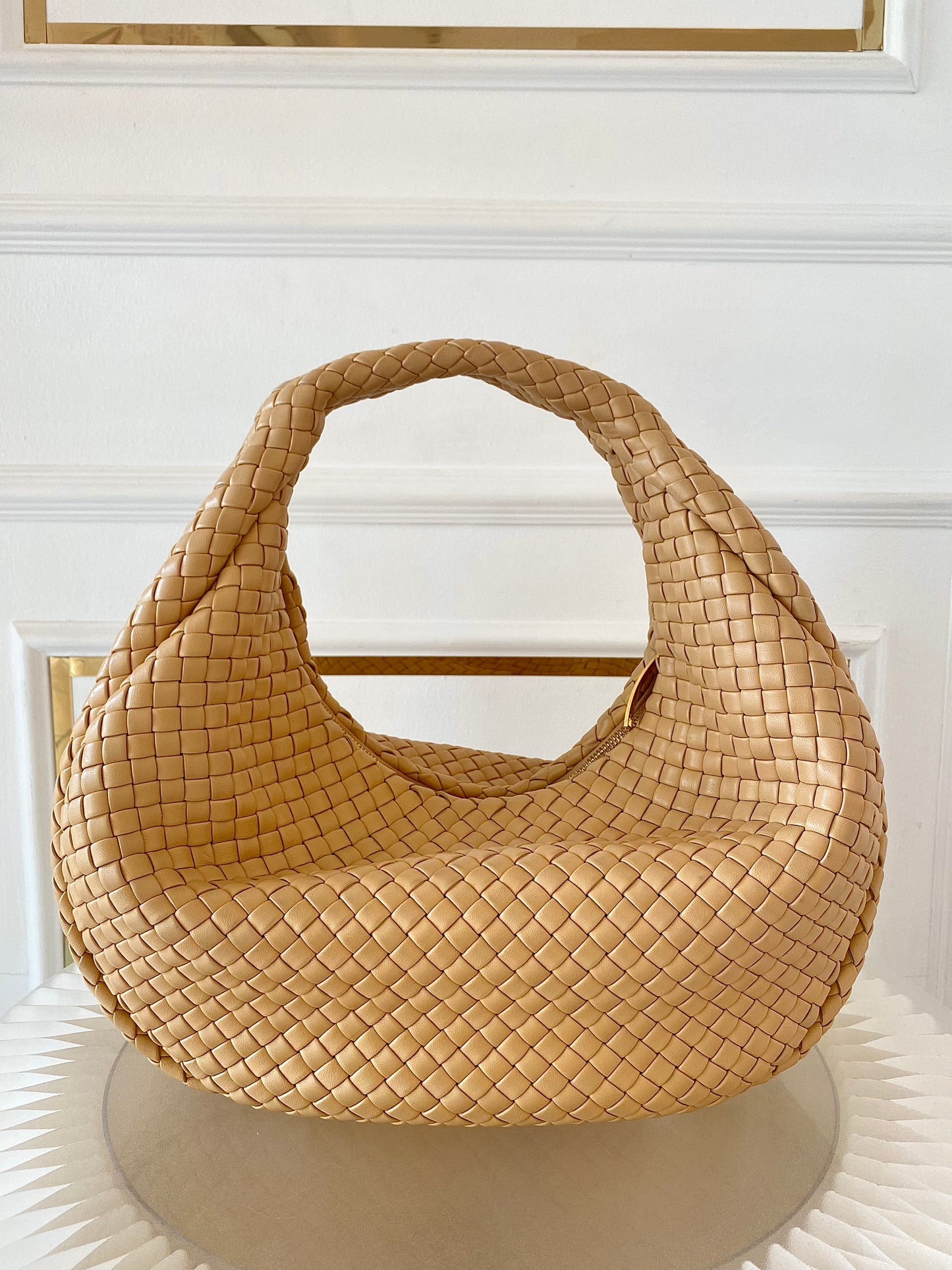BOTTEGA VENETA Intercciato Leather Moon Hobo Bag Large