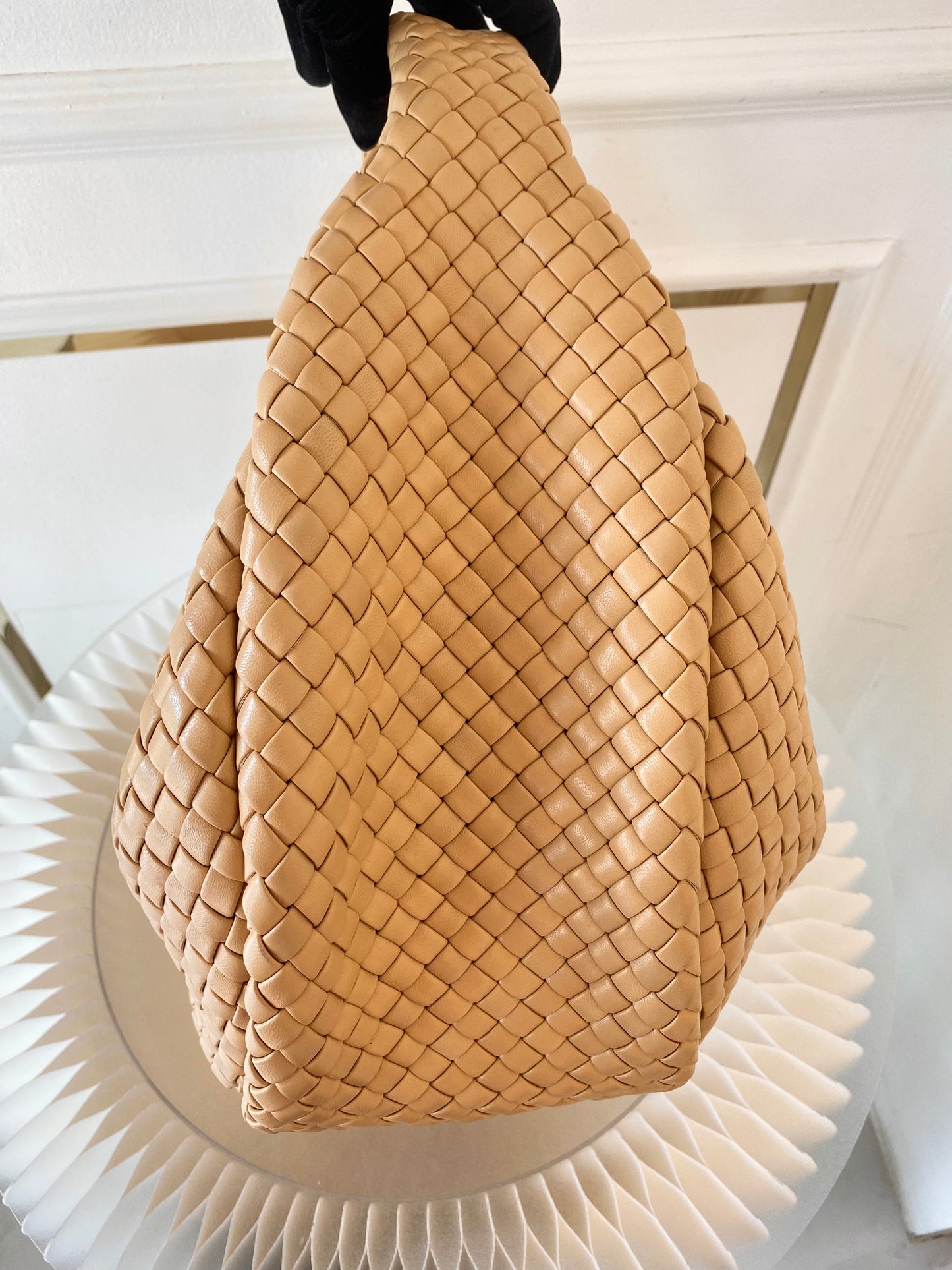 BOTTEGA VENETA Intercciato Leather Moon Hobo Bag Large