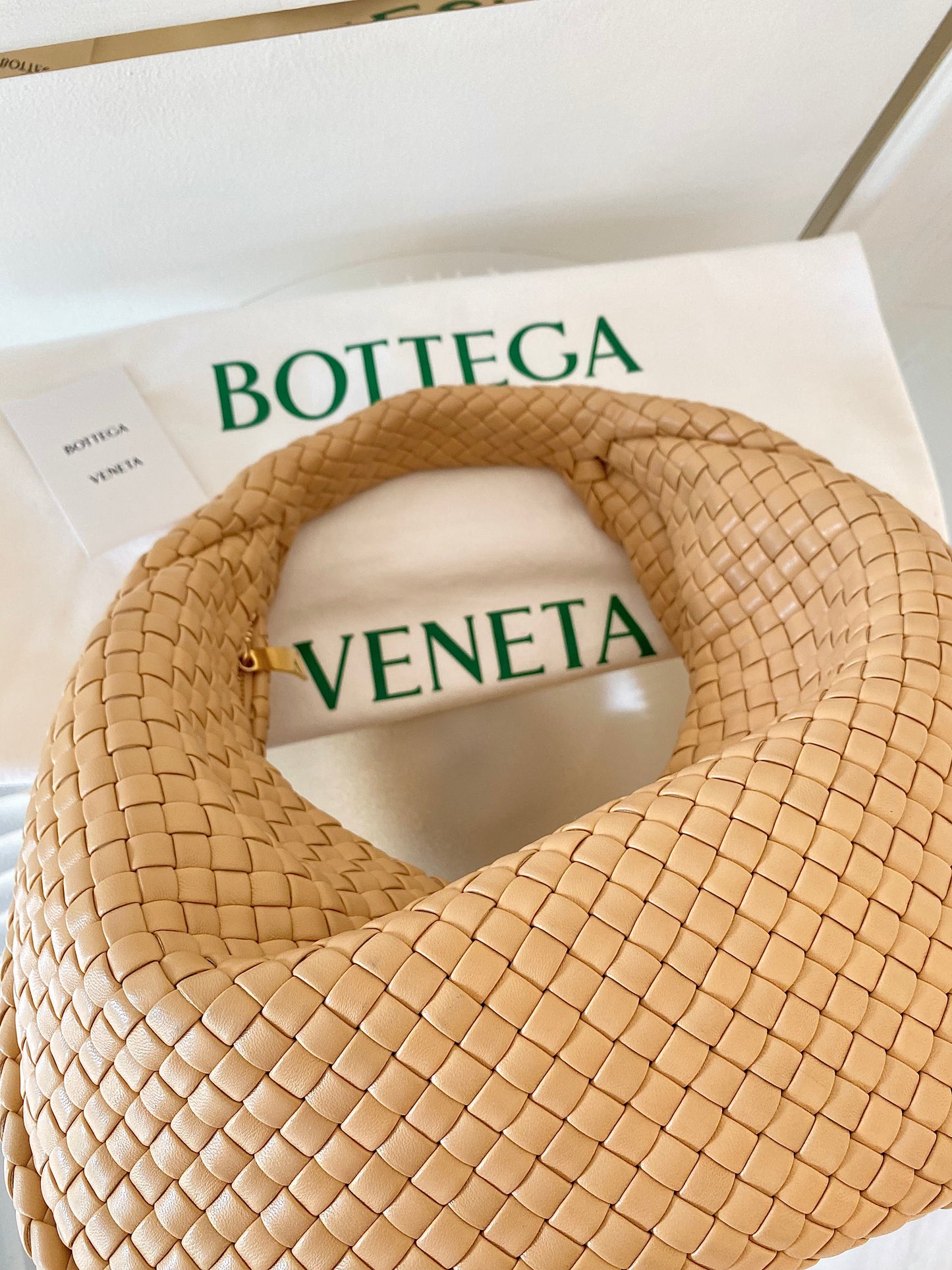 BOTTEGA VENETA Intercciato Leather Moon Hobo Bag Large