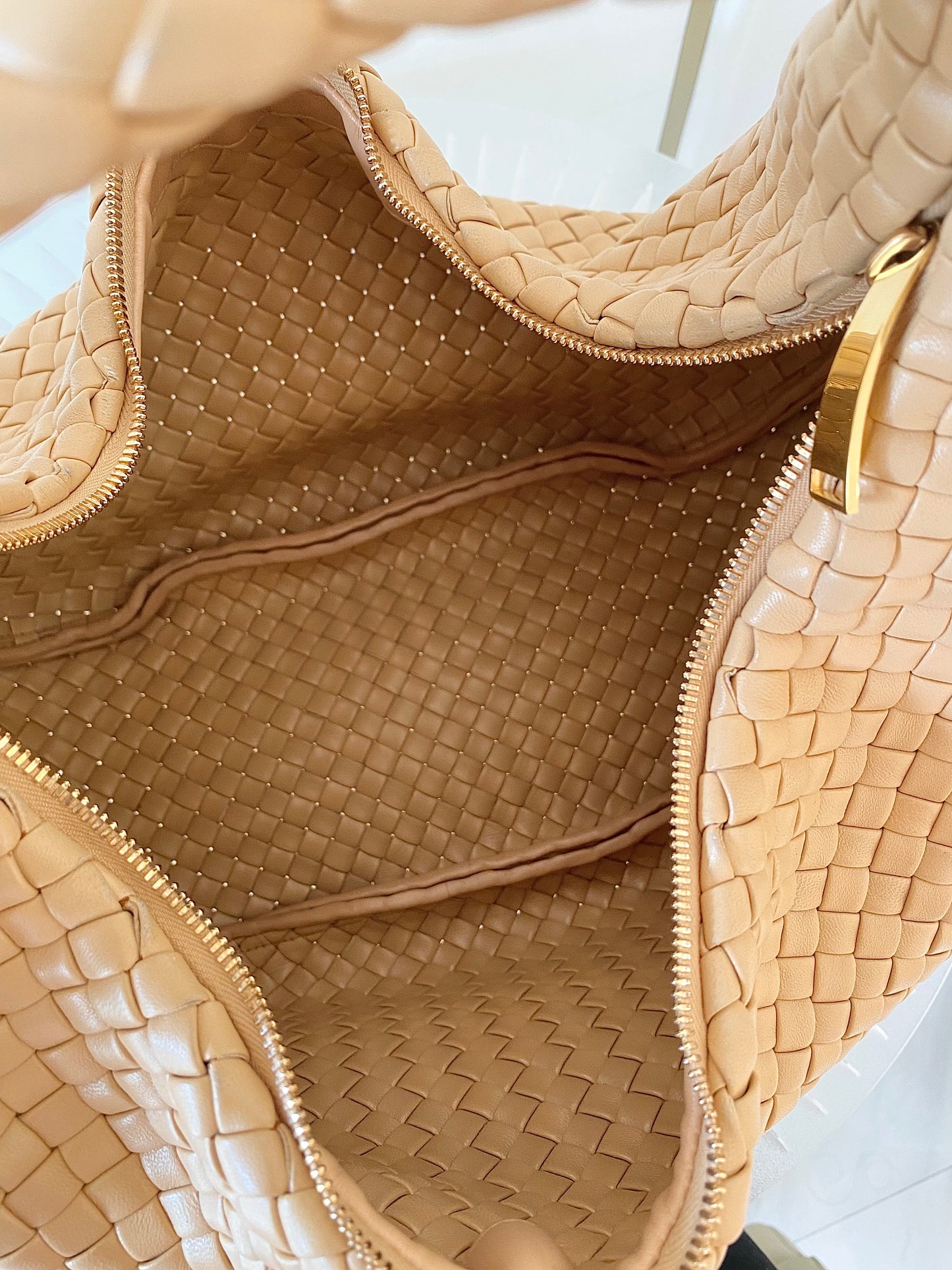 BOTTEGA VENETA Intercciato Leather Moon Hobo Bag Large