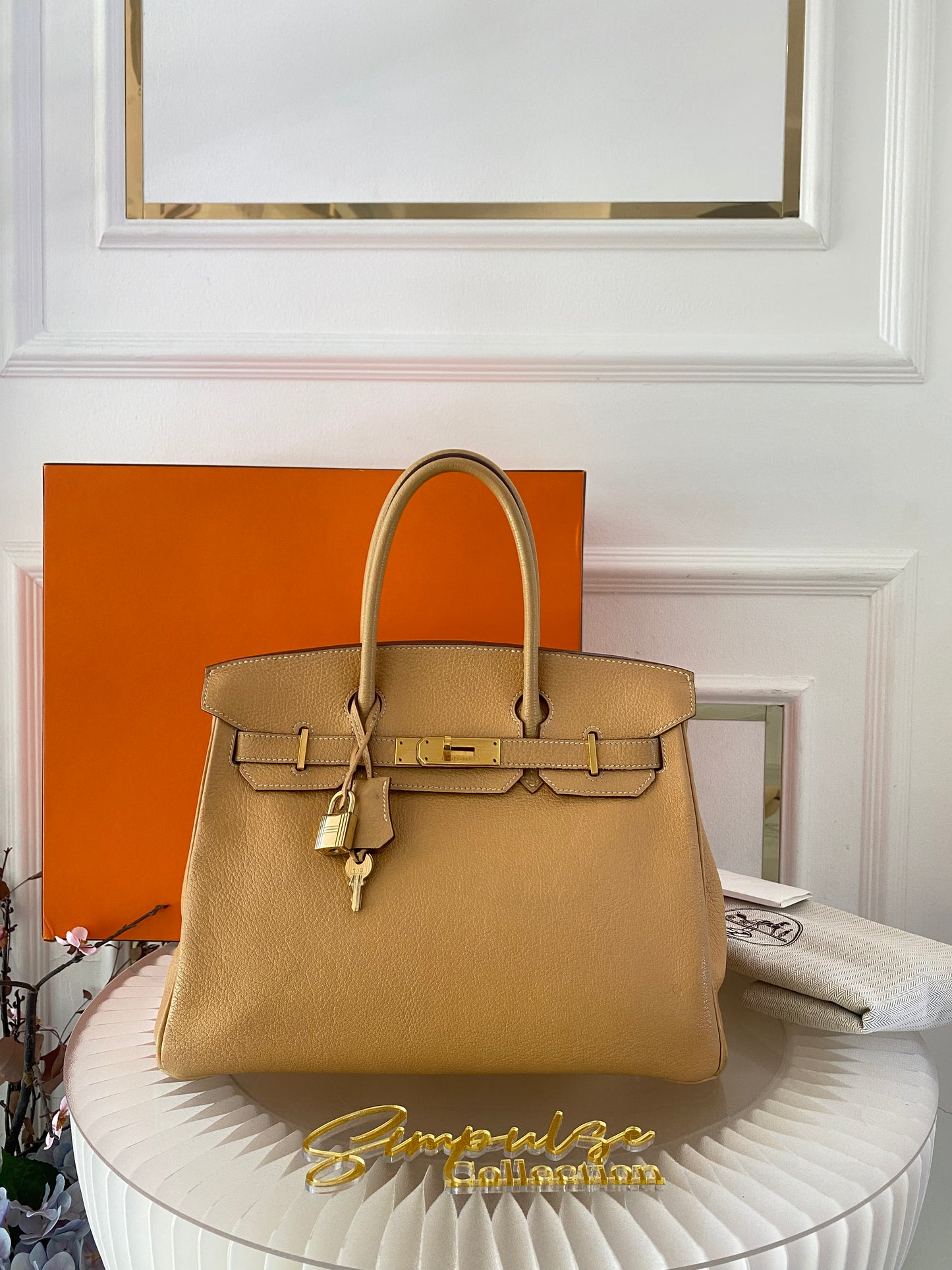 Hermes Birkin 30 Natural Sable Fjord Leather GHW