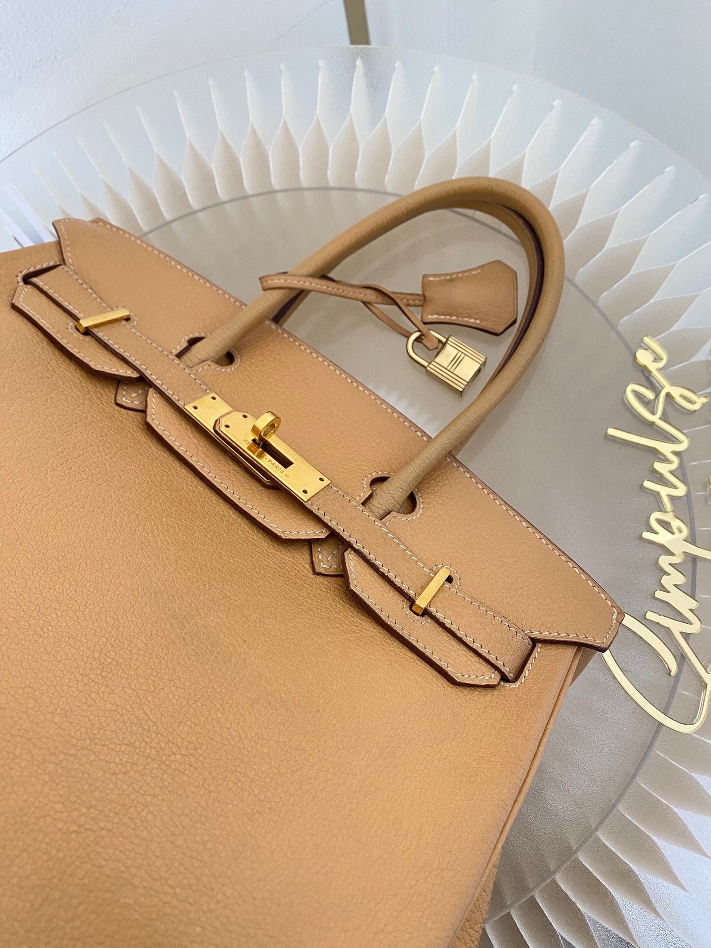 Hermes Birkin 30 Natural Sable Fjord Leather GHW