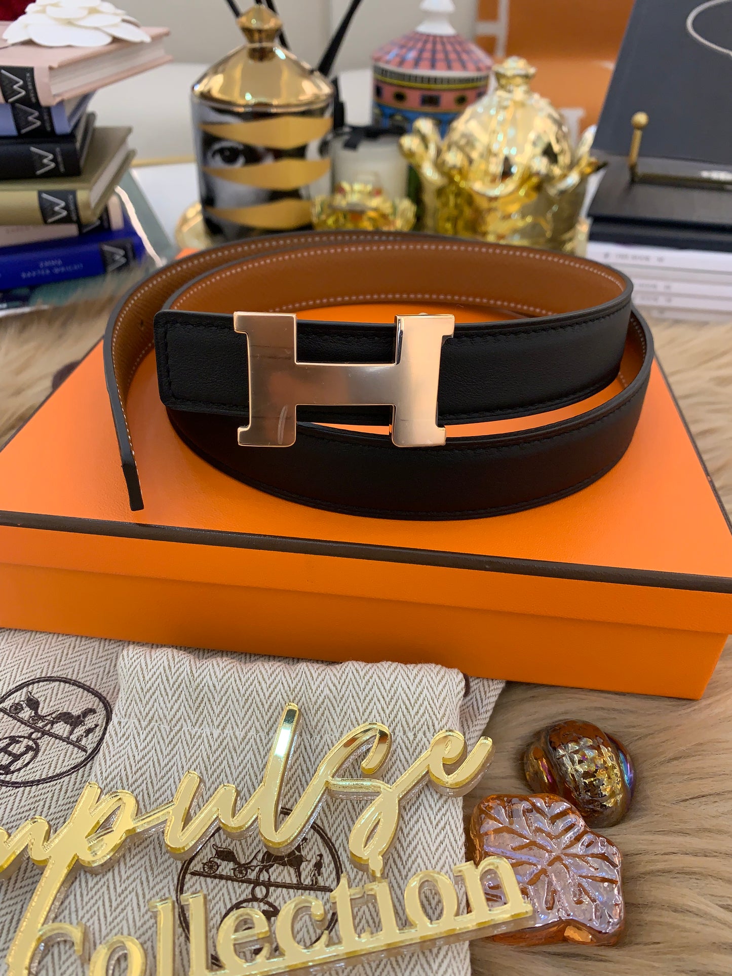 H Belt w/ Rosegold Buckle