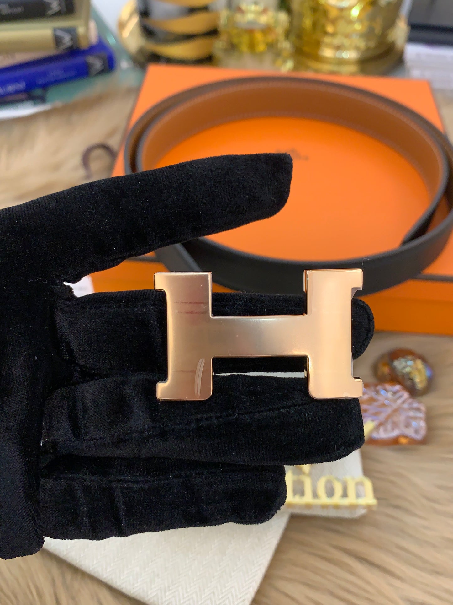 H Belt w/ Rosegold Buckle