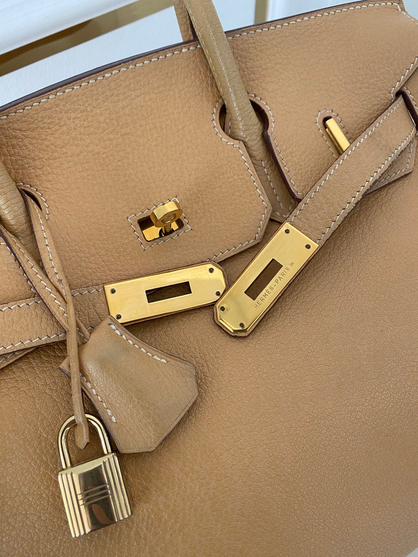 Hermes Birkin 30 Natural Sable Fjord Leather GHW