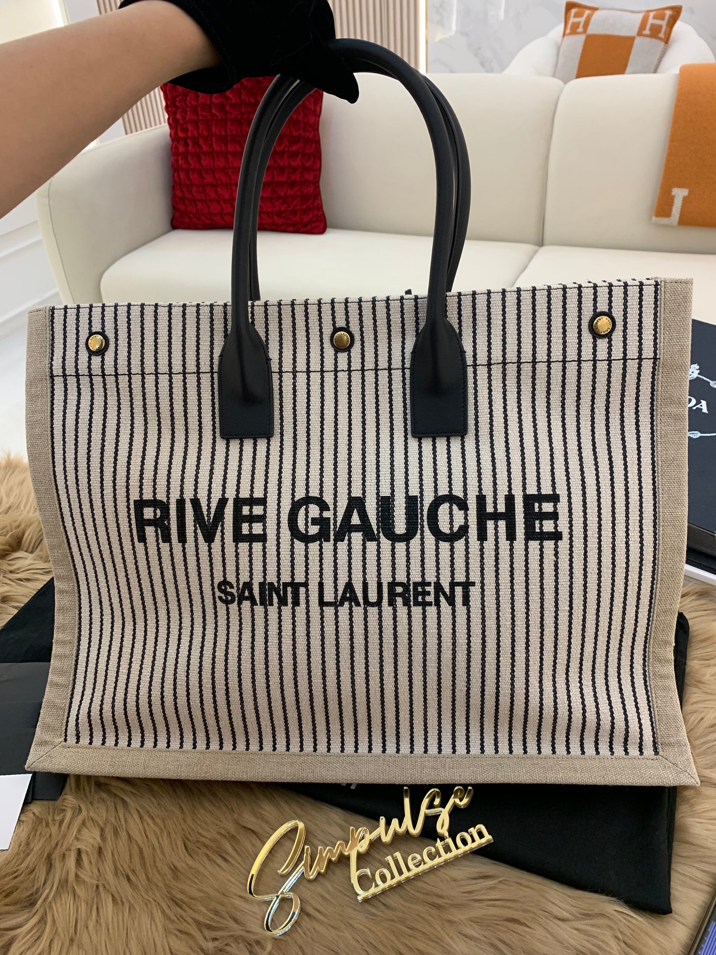 YSL Rive Gauche Large Tote Bag Stripe