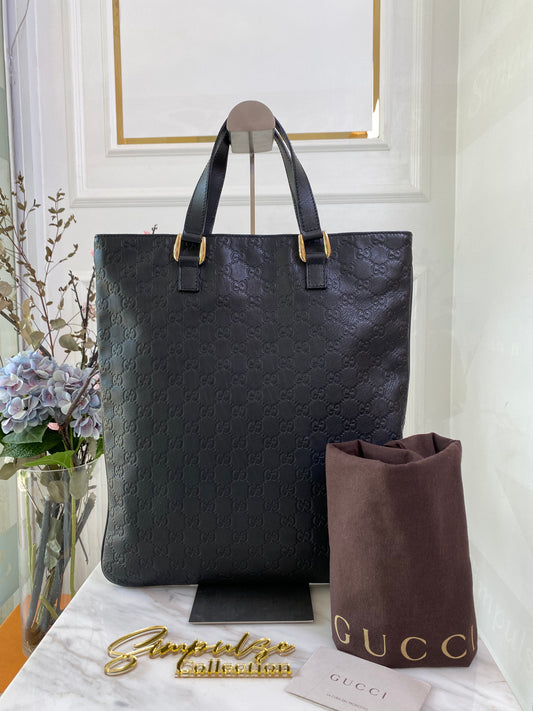 G Calfskin Canvas Mono Flat Vertical Tote