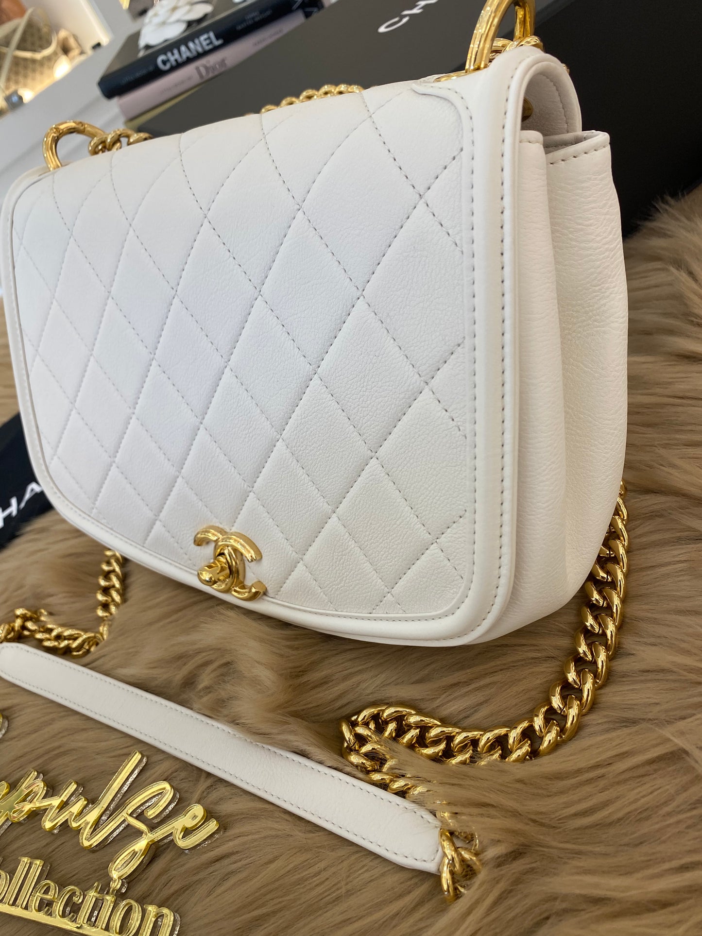 C Caviar Bag in White