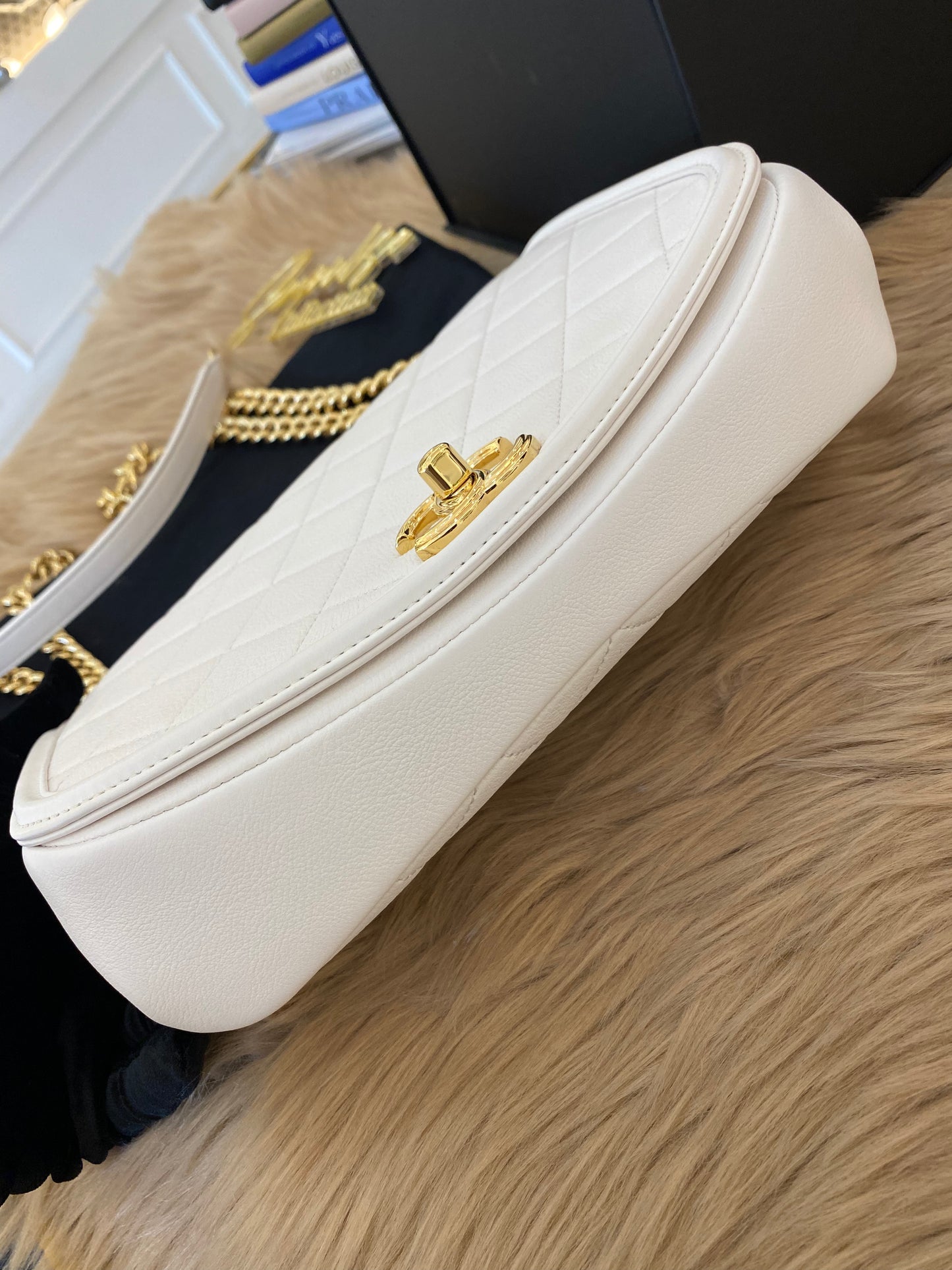 C Caviar Bag in White