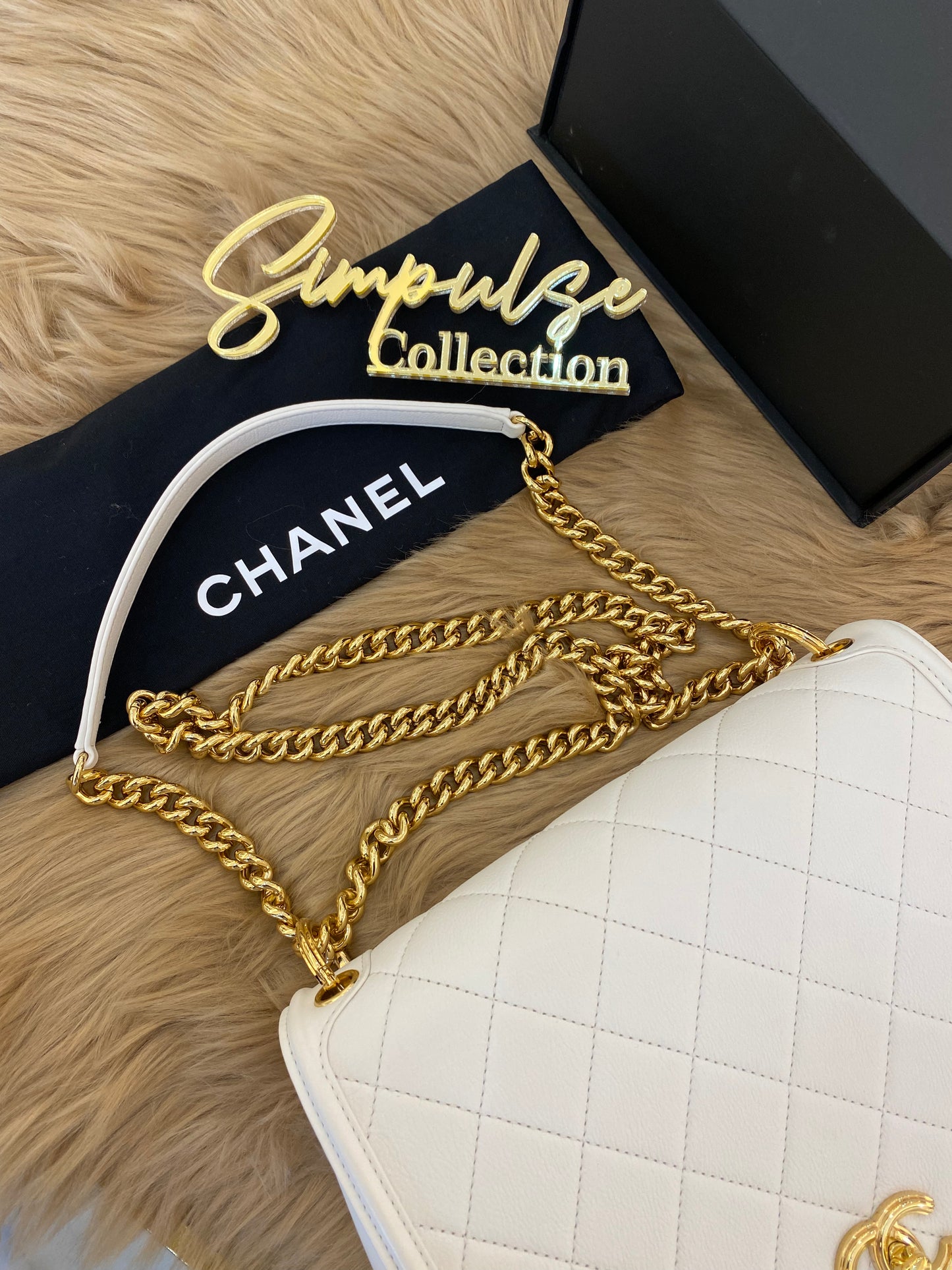 C Caviar Bag in White