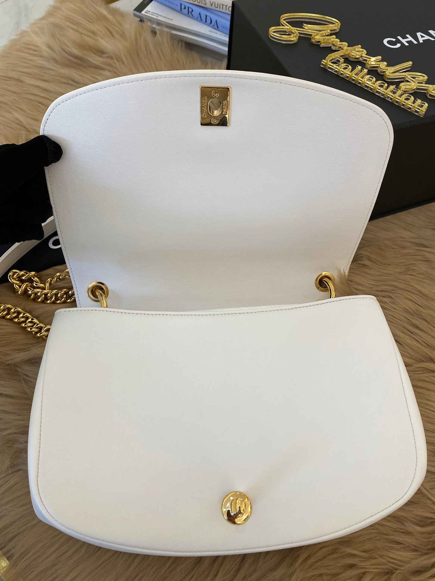 C Caviar Bag in White