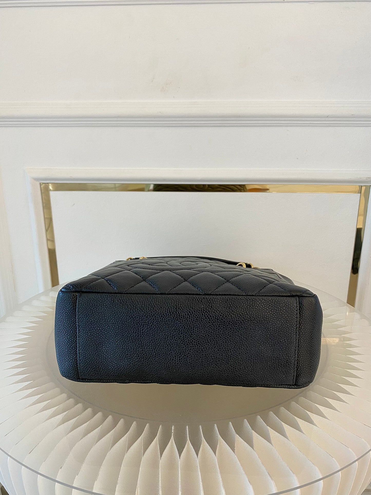 CHANEL Petite Shopping Tote Black Quilted Caviar