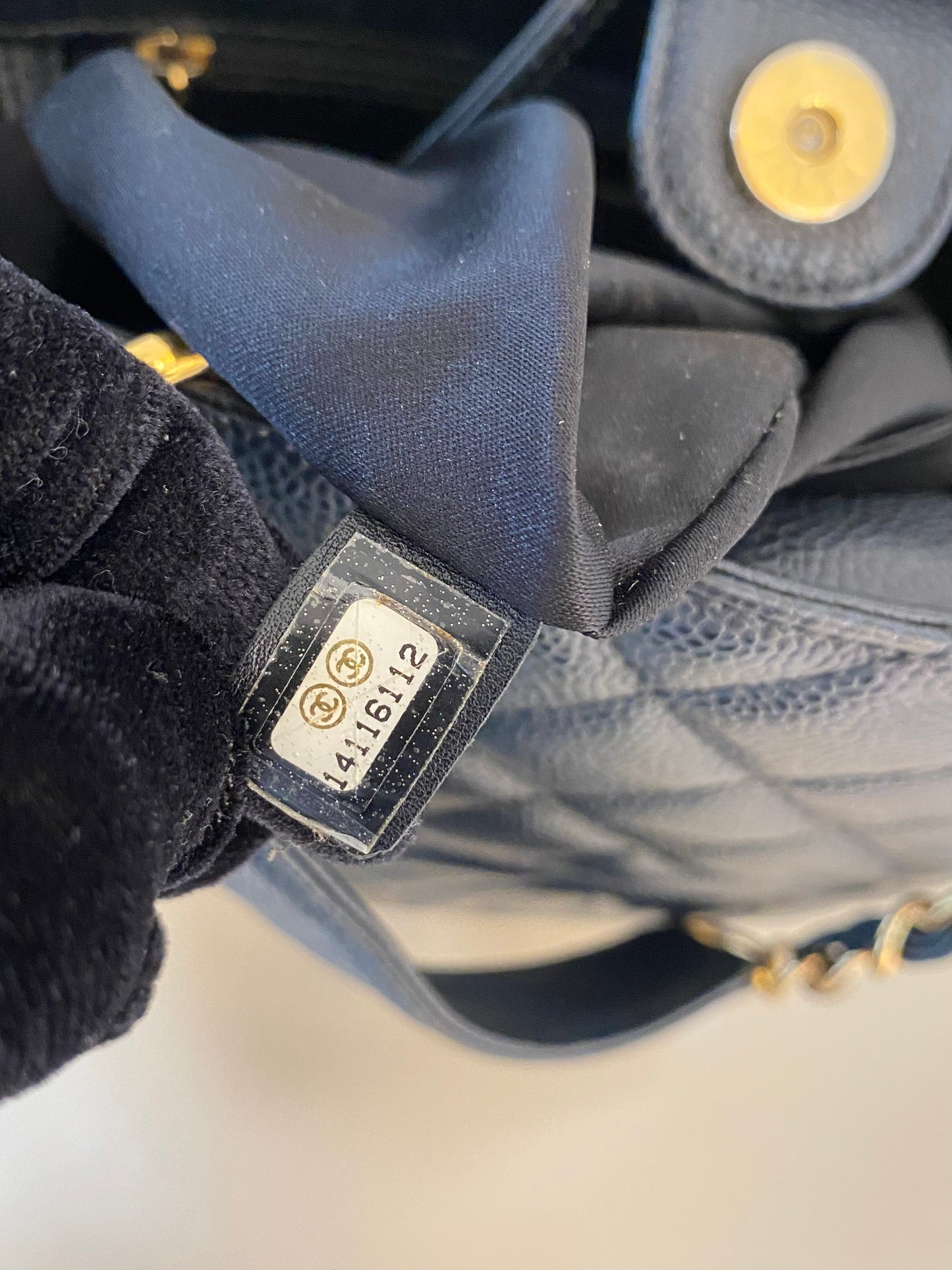 CHANEL Petite Shopping Tote Black Quilted Caviar