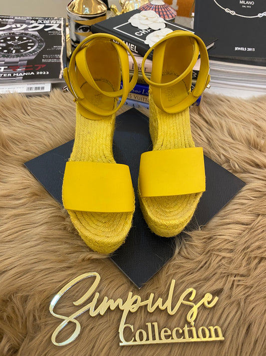 H Yellow Leather Tipoli Espadrille Wedge