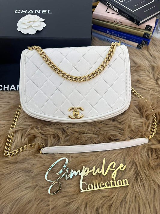 C Caviar Bag in White