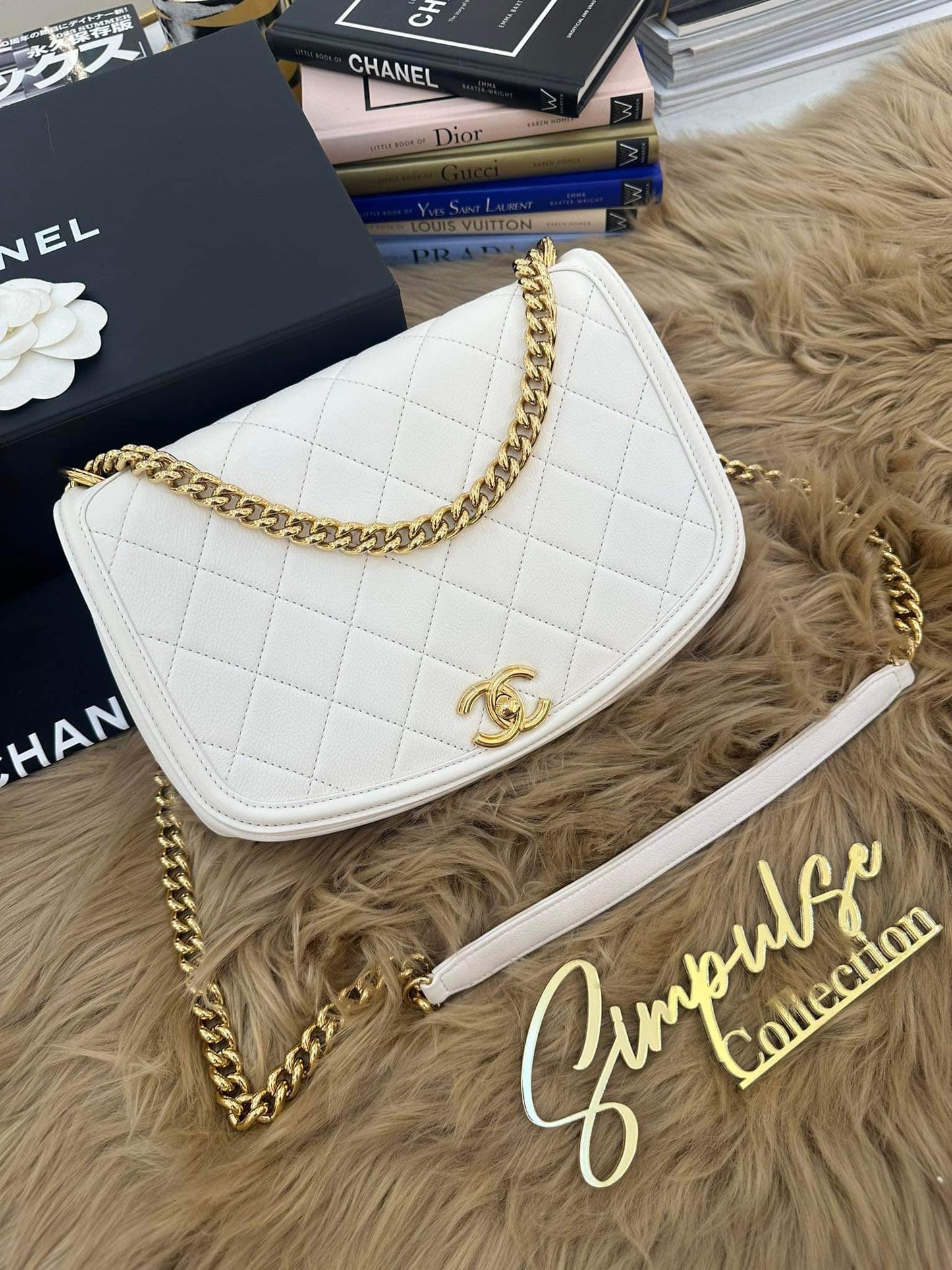 C Caviar Bag in White