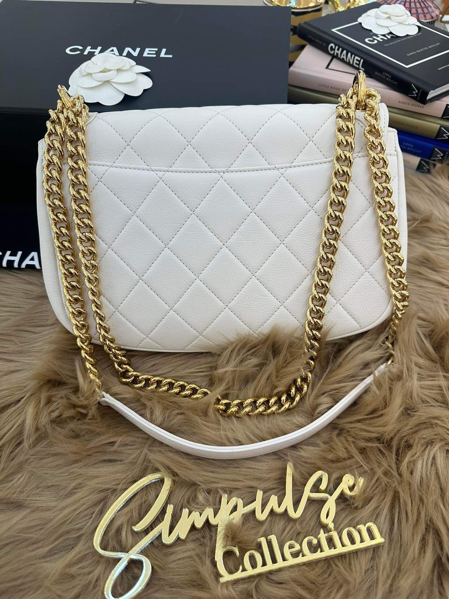 C Caviar Bag in White