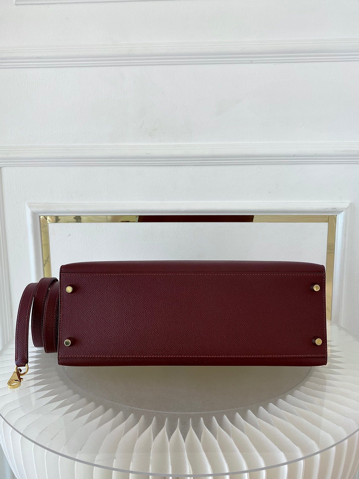HERMES Kelly 32 Bordeaux Epsom Sellier GHW