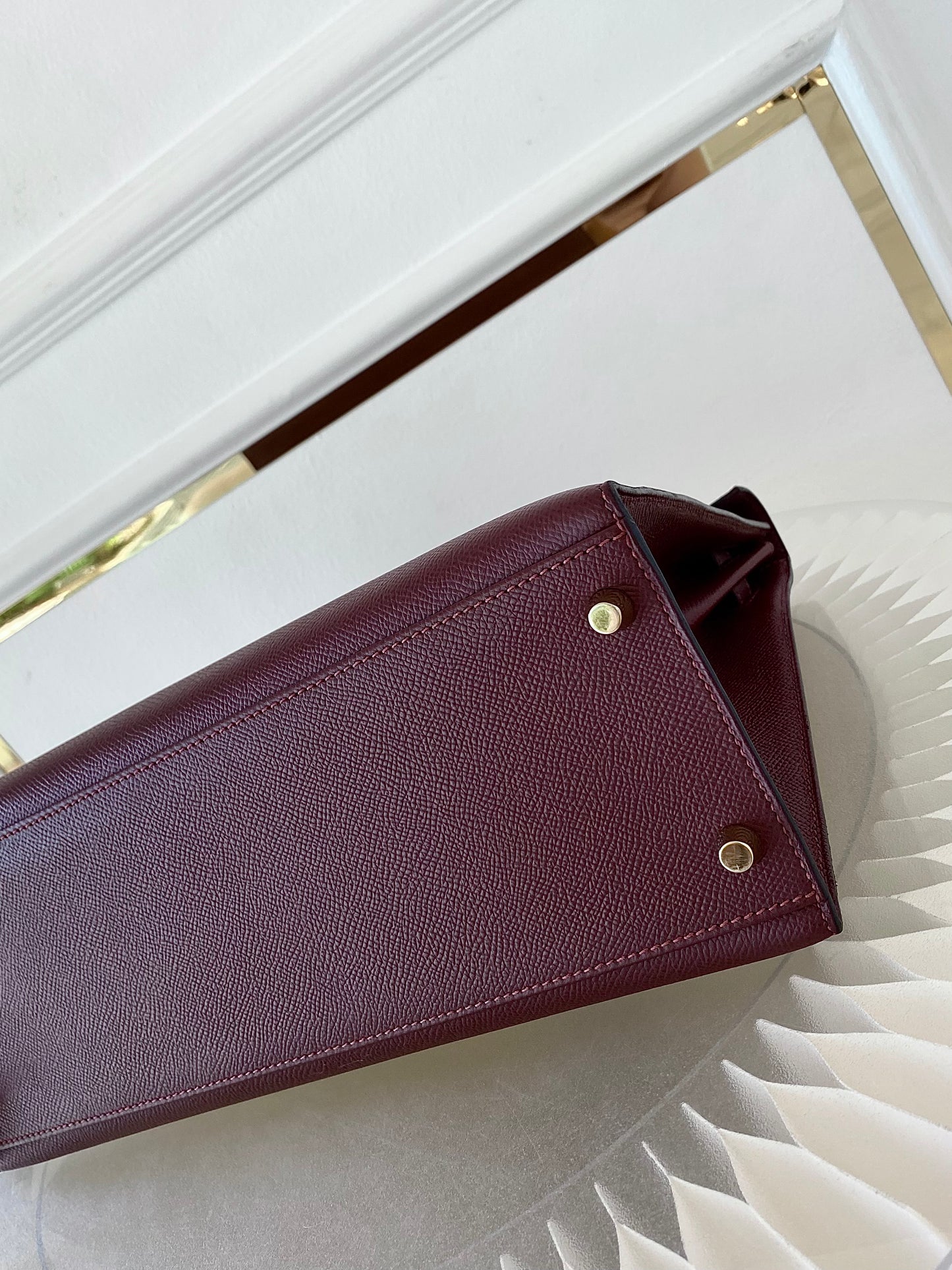 HERMES Kelly 32 Bordeaux Epsom Sellier GHW