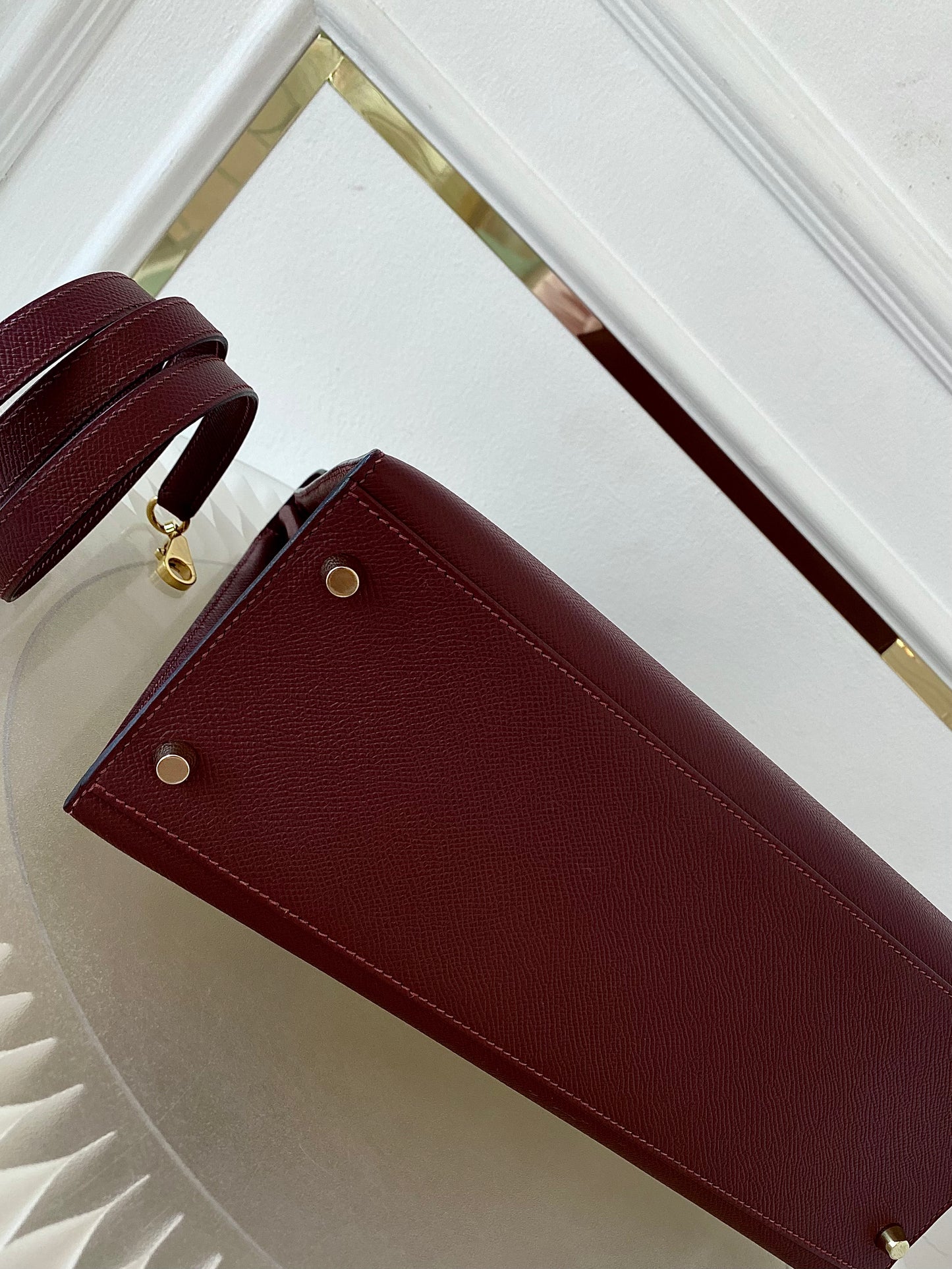 HERMES Kelly 32 Bordeaux Epsom Sellier GHW