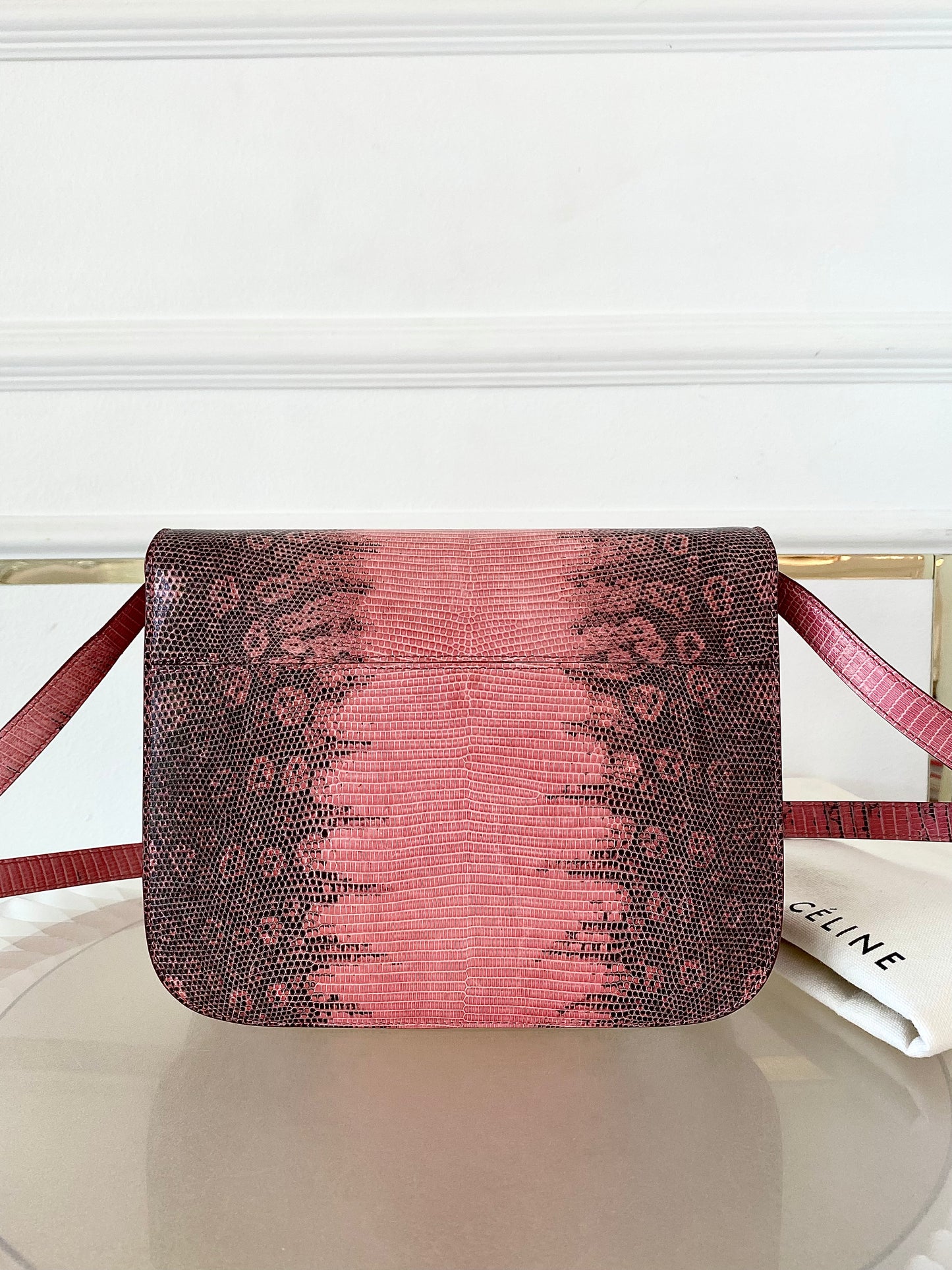 CELINE Medium Classic Box Pink/Grey Lizard Bag