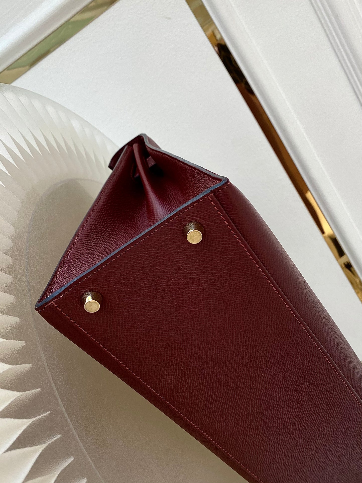 HERMES Kelly 32 Bordeaux Epsom Sellier GHW