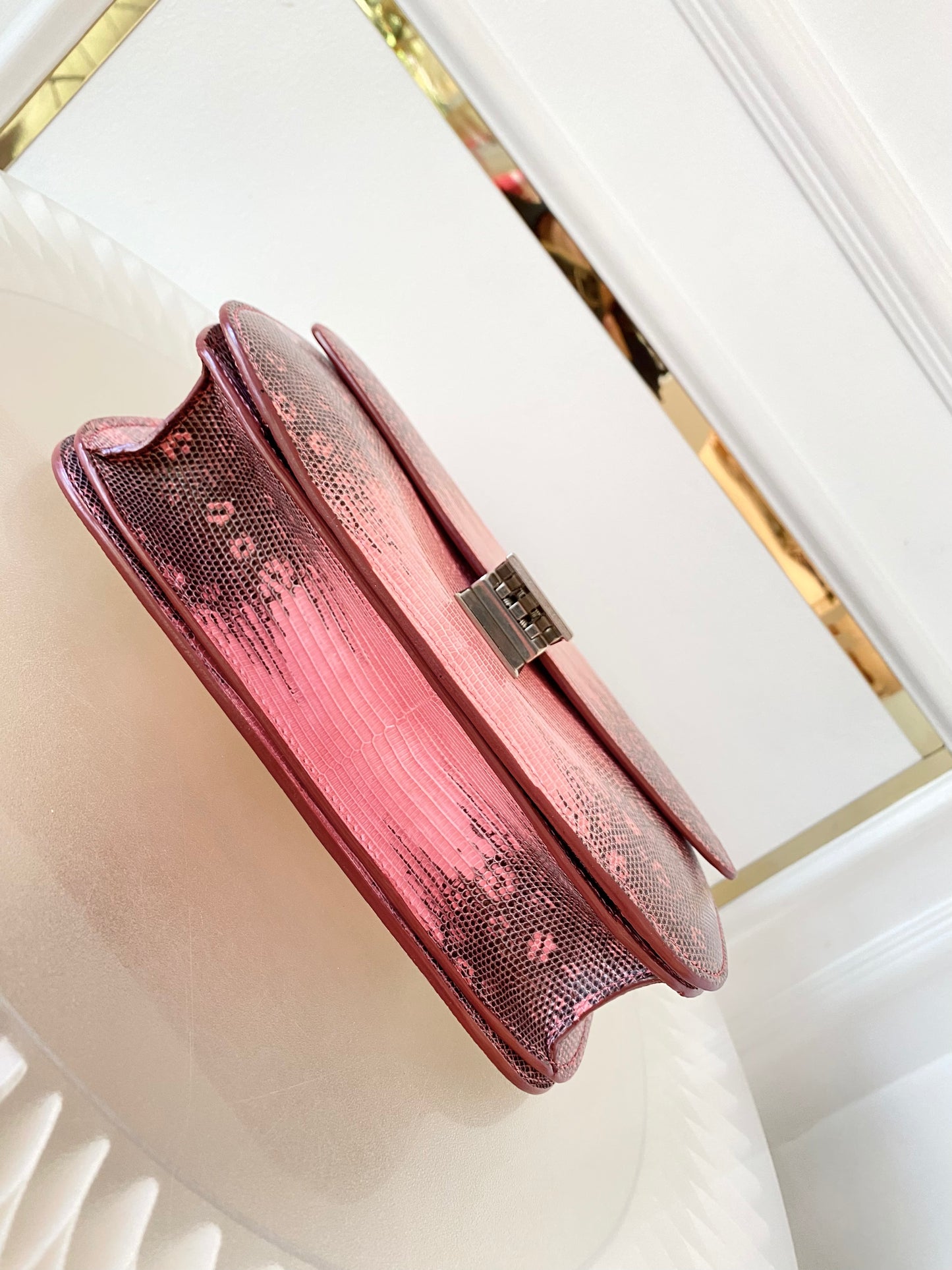 CELINE Medium Classic Box Pink/Grey Lizard Bag