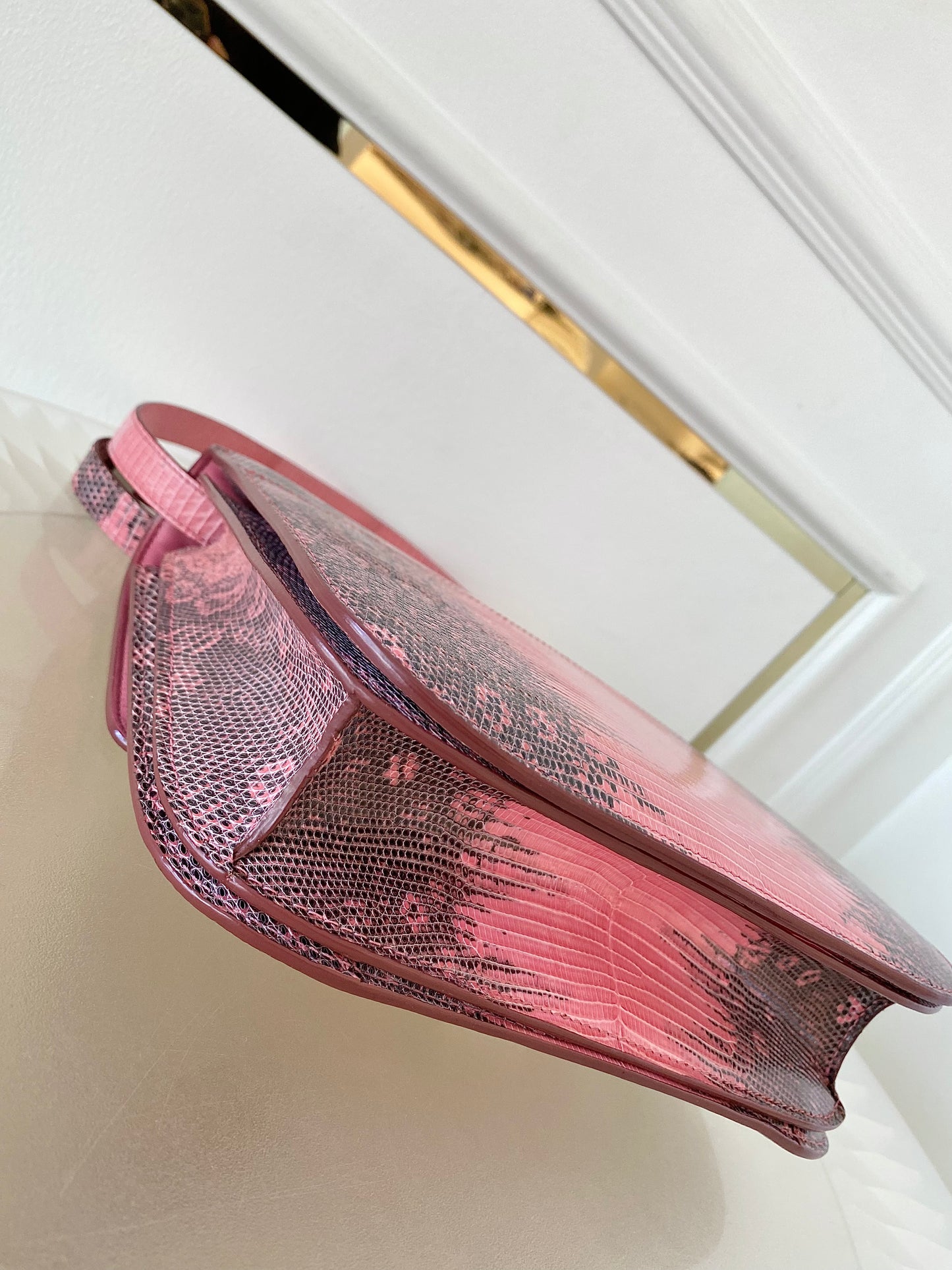 CELINE Medium Classic Box Pink/Grey Lizard Bag