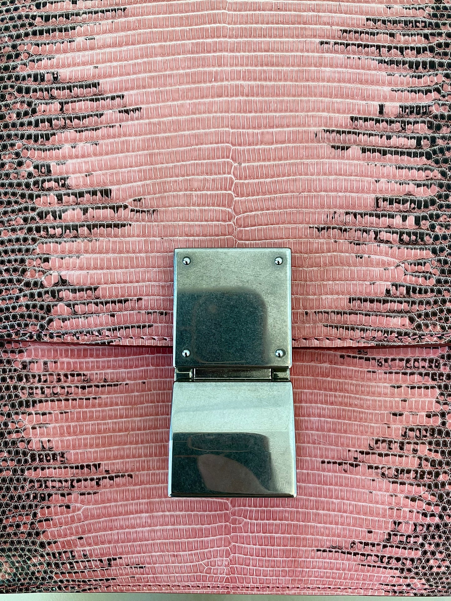 CELINE Medium Classic Box Pink/Grey Lizard Bag