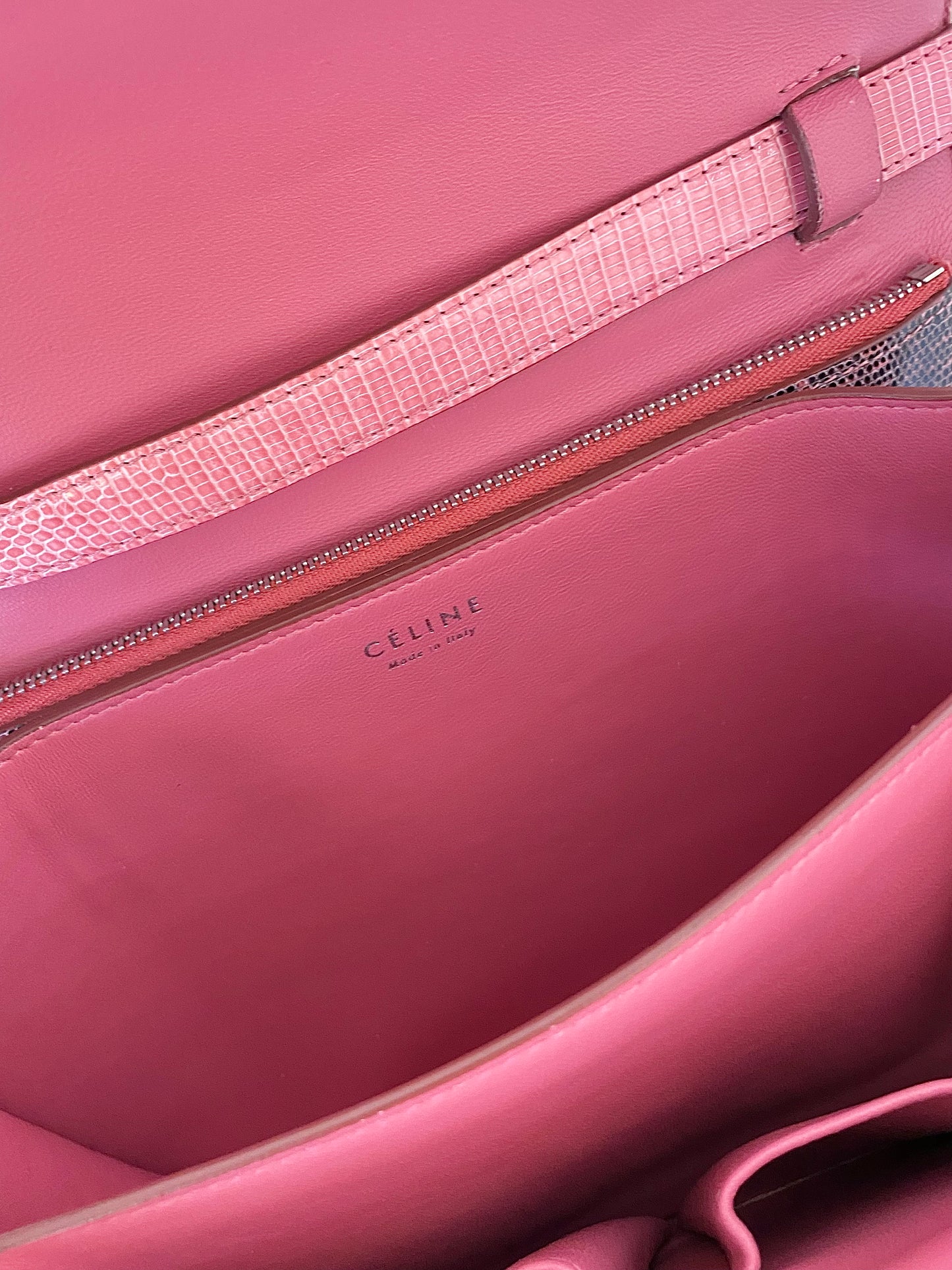 CELINE Medium Classic Box Pink/Grey Lizard Bag