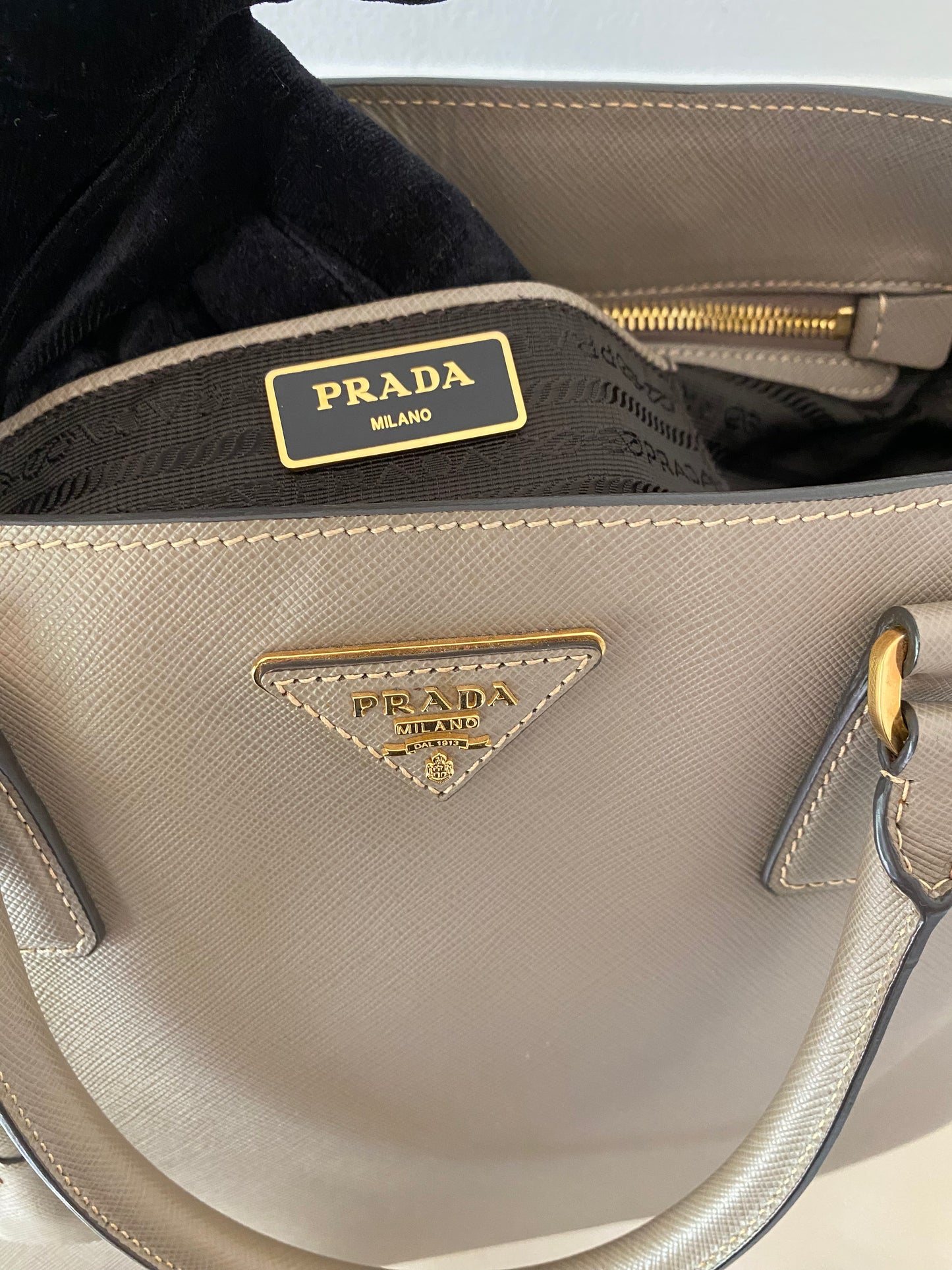 Prada  Saffiano Lux Beige Tote